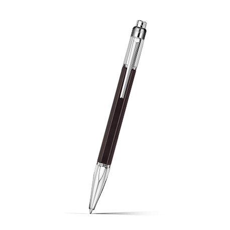 Caran d'Ache Varius Ebony Ballpoint Pen, Silver-Plated, Rhodium-Coated on a white background