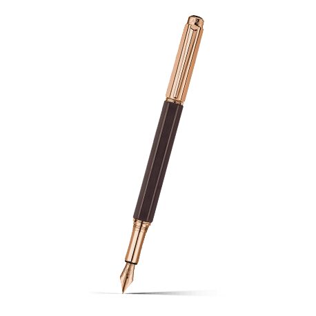 Caran d'Ache Varius Ebony Fountain Pen, Rose Gold-Plated on a white background