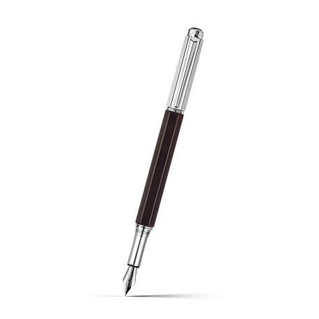 Caran d'Ache Varius Ebony Fountain Pen, Silver-Plated, Rhodium-Coated on a white background