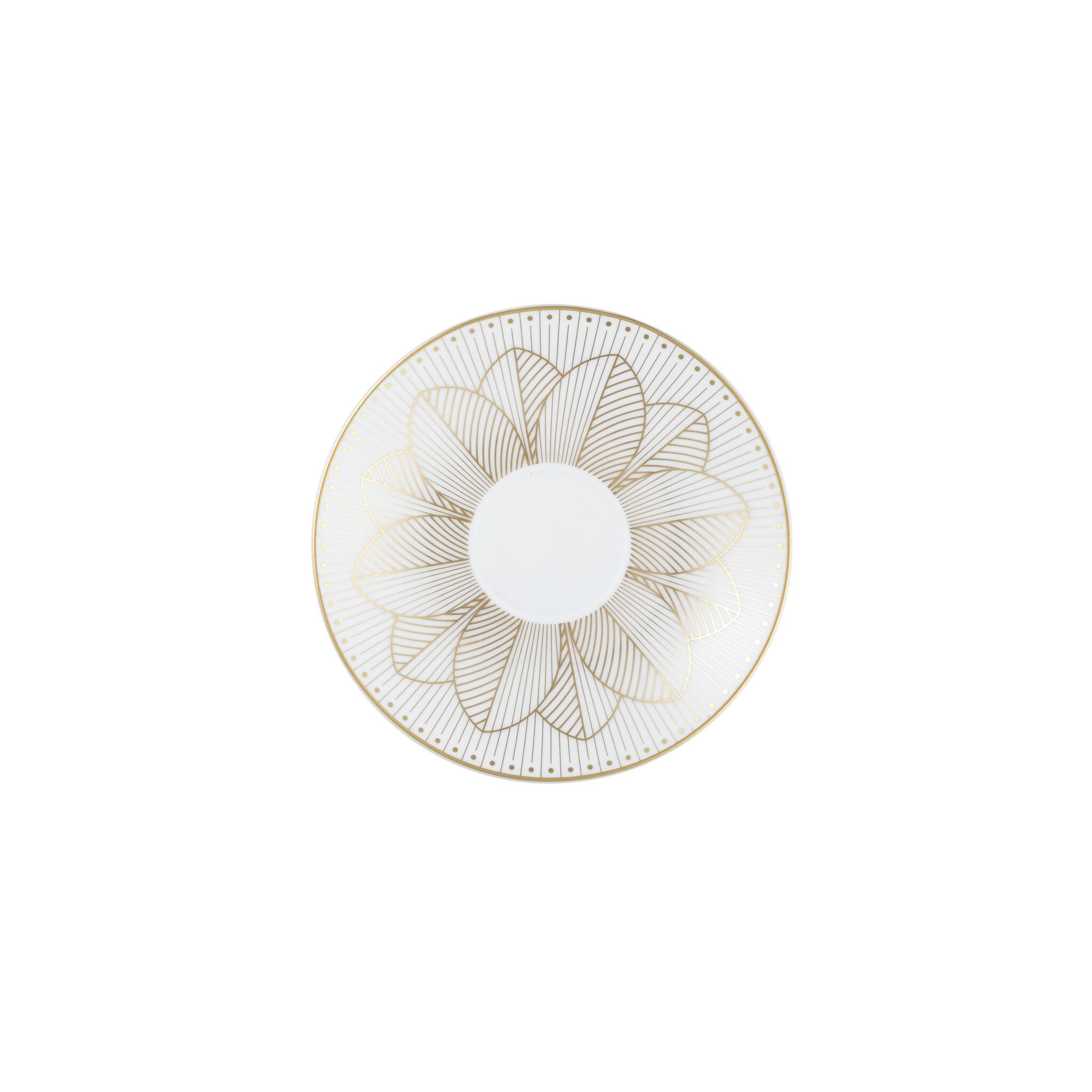 Christofle Malmaison 2 Porcelain Coffee Cup and Saucers Gold Finish — additional view