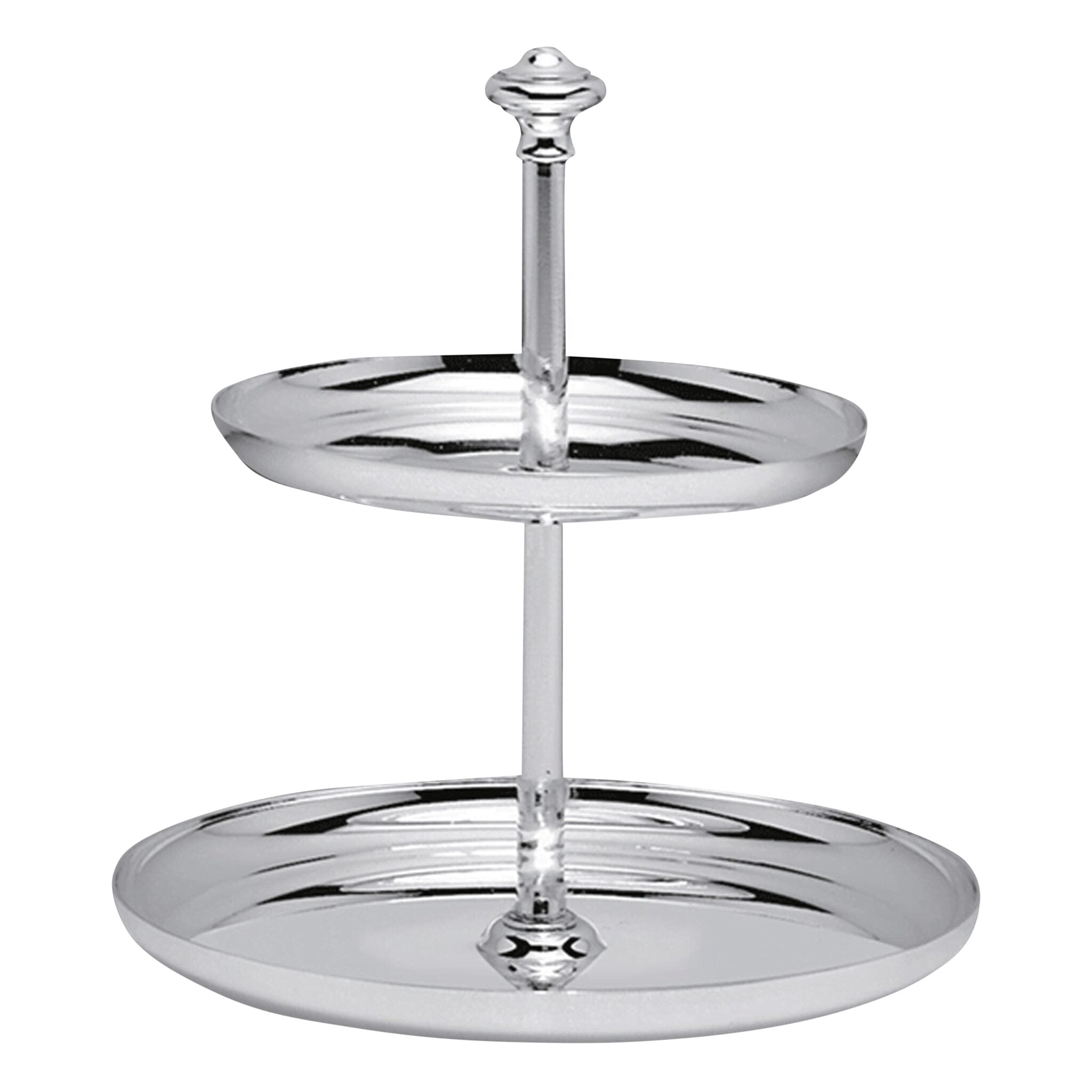 Christofle Albi 2-Tier Silver-Plated Pastry Stand in silver-plate on a white background