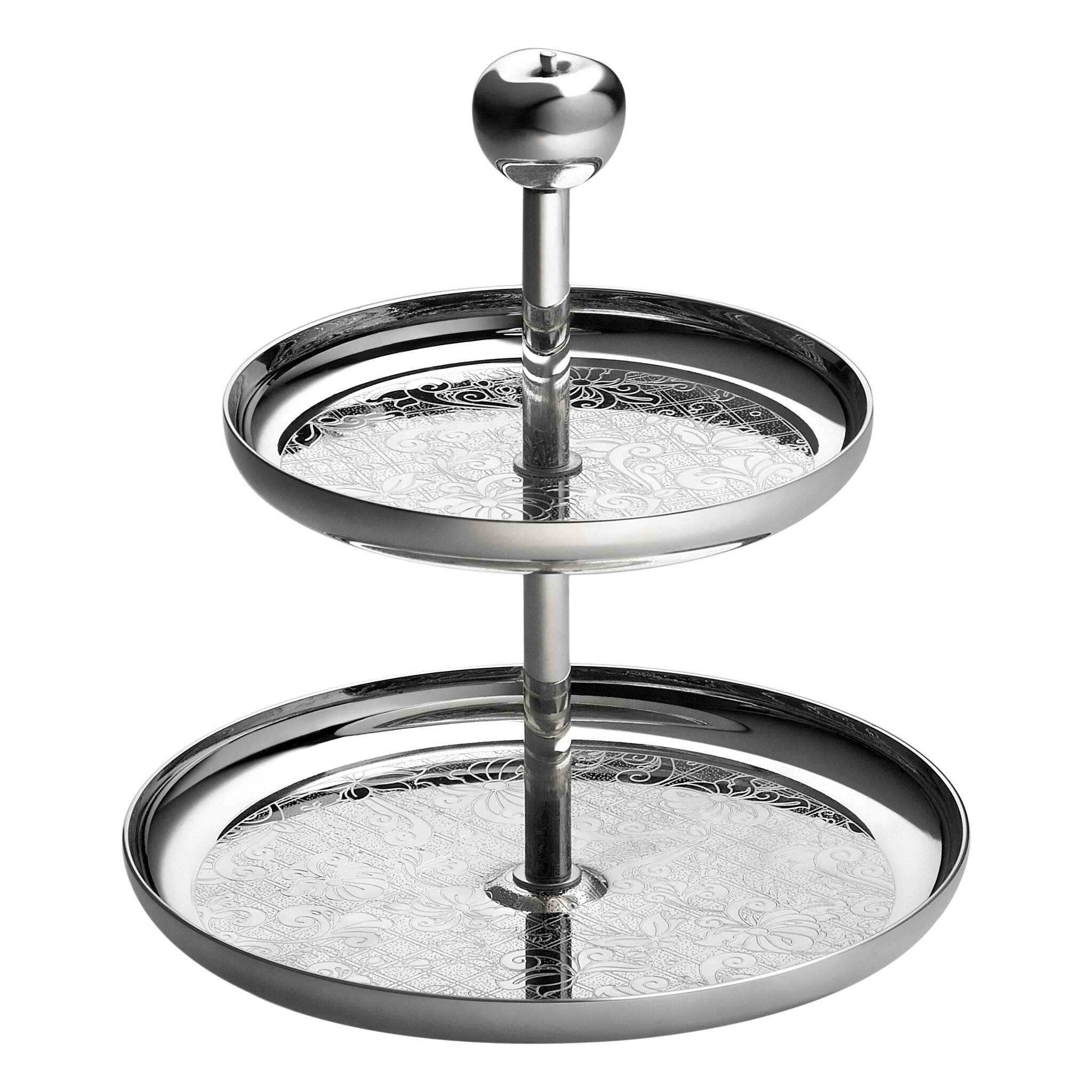 Christofle Jardin d'Eden 2-Tier Silver-Plated Dessert Stand in silver-plate on a white background