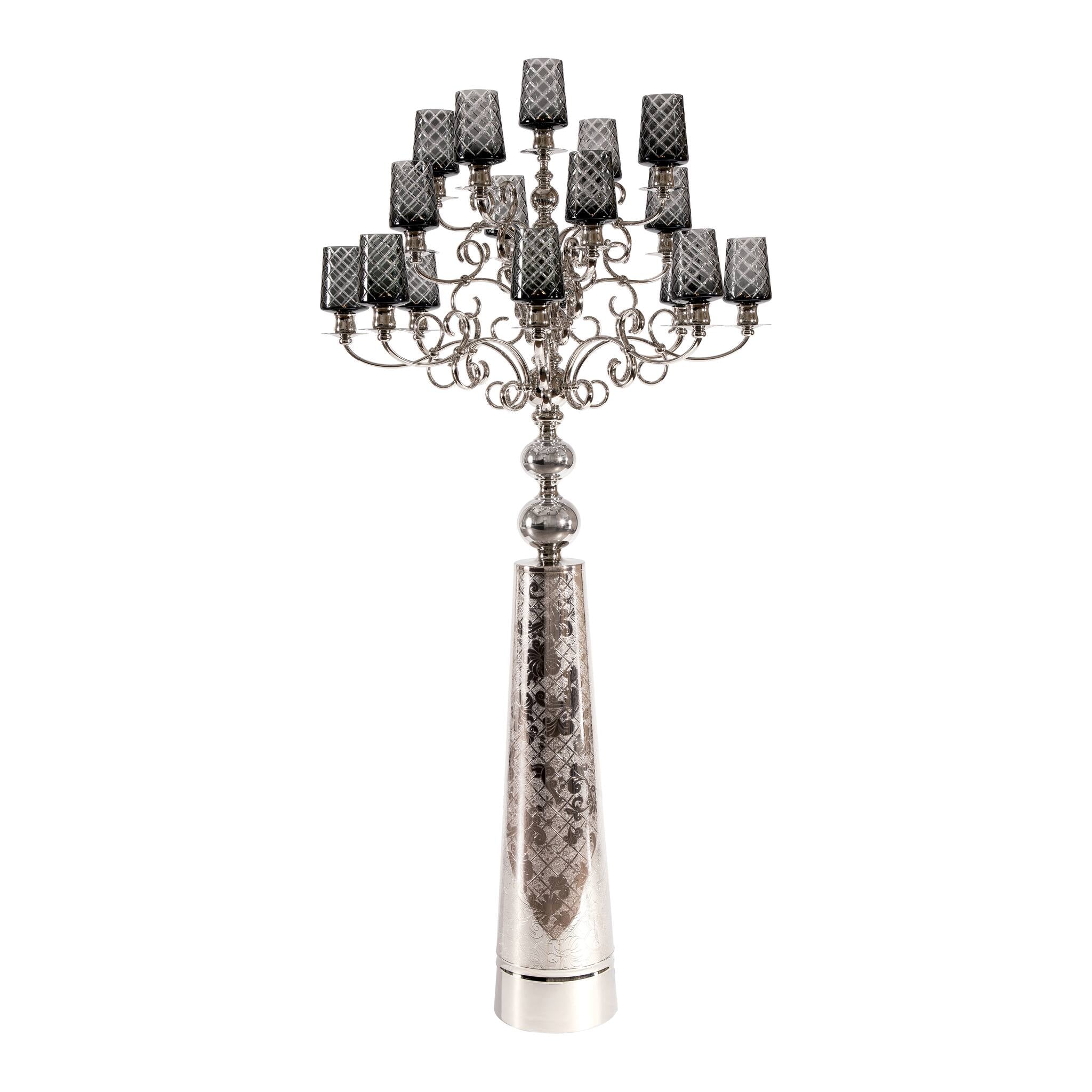 Christofle Jardin d'Eden Crystal Chandelier Floor Lamp in crystal on a white background