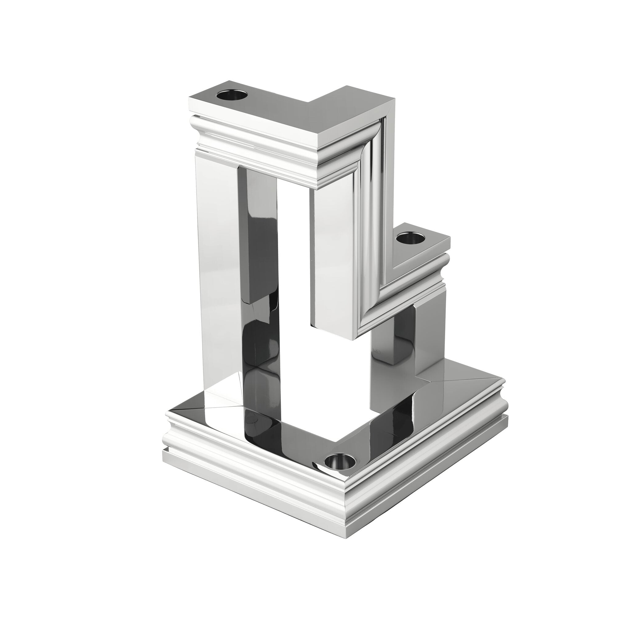 Christofle Perspectives Chrome Aluminium 3-light Candelabra in aluminum on a white background