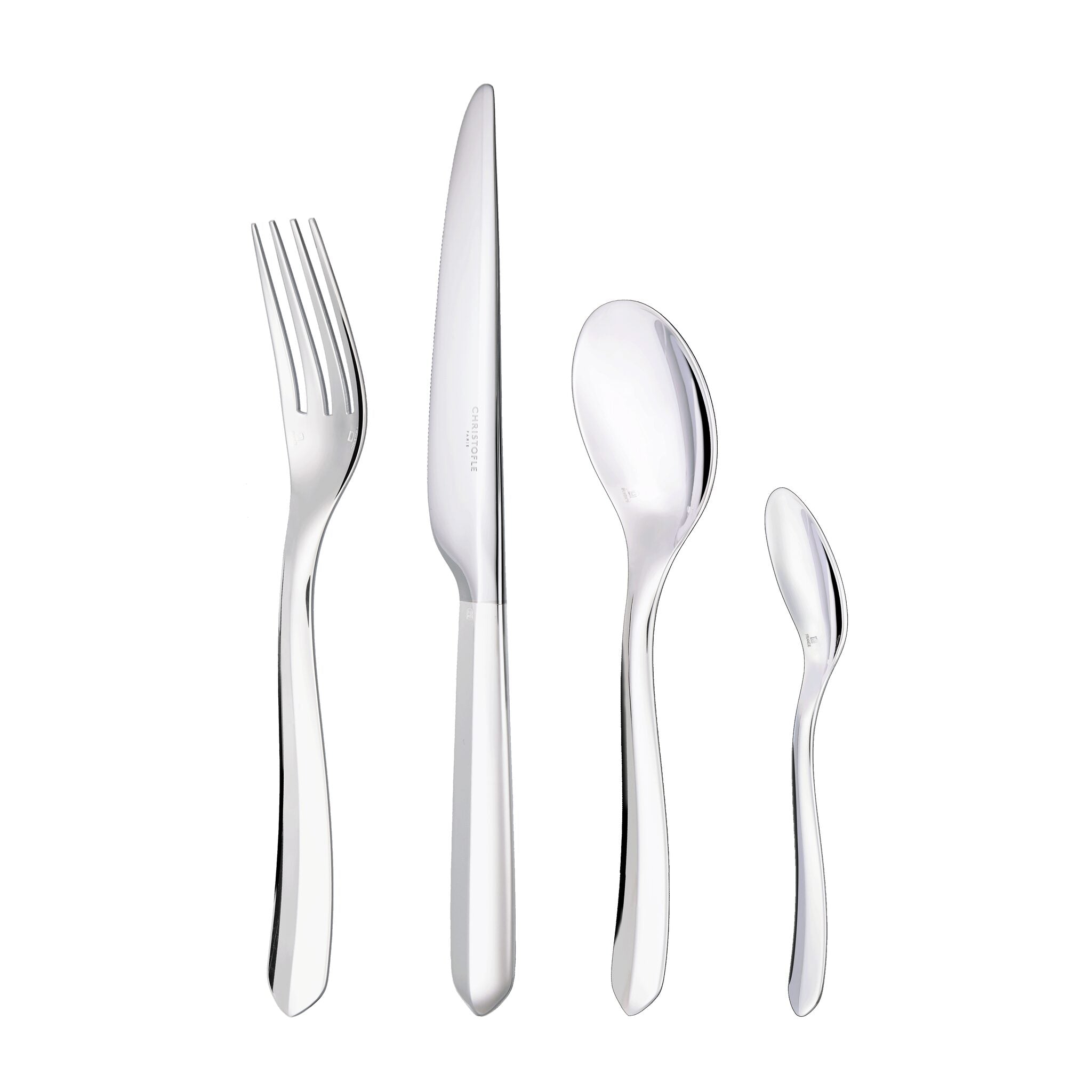 Christofle Infini Silver-Plated 4-Piece Flatware Set in silver-plate on a white background