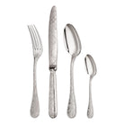 Christofle Jardin d'Eden 4-Piece Sterling Silver Flatware Set in sterling silver on a white background