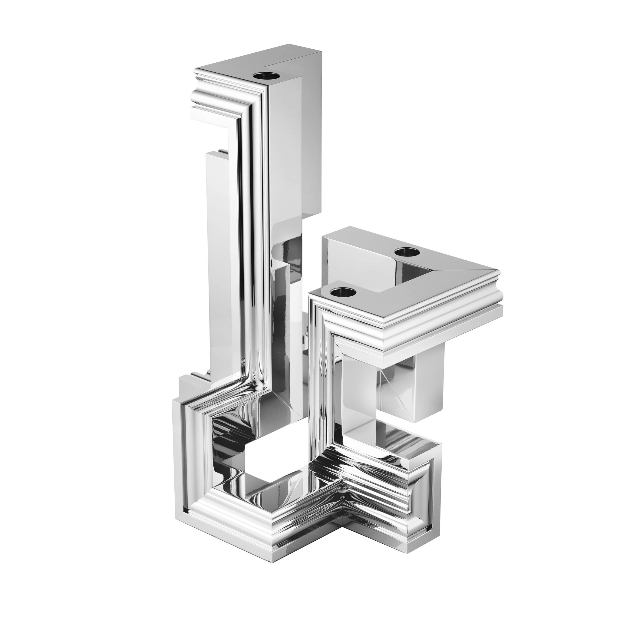 Christofle Perspectives Chrome Aluminium 5-light Candelabra in aluminum on a white background