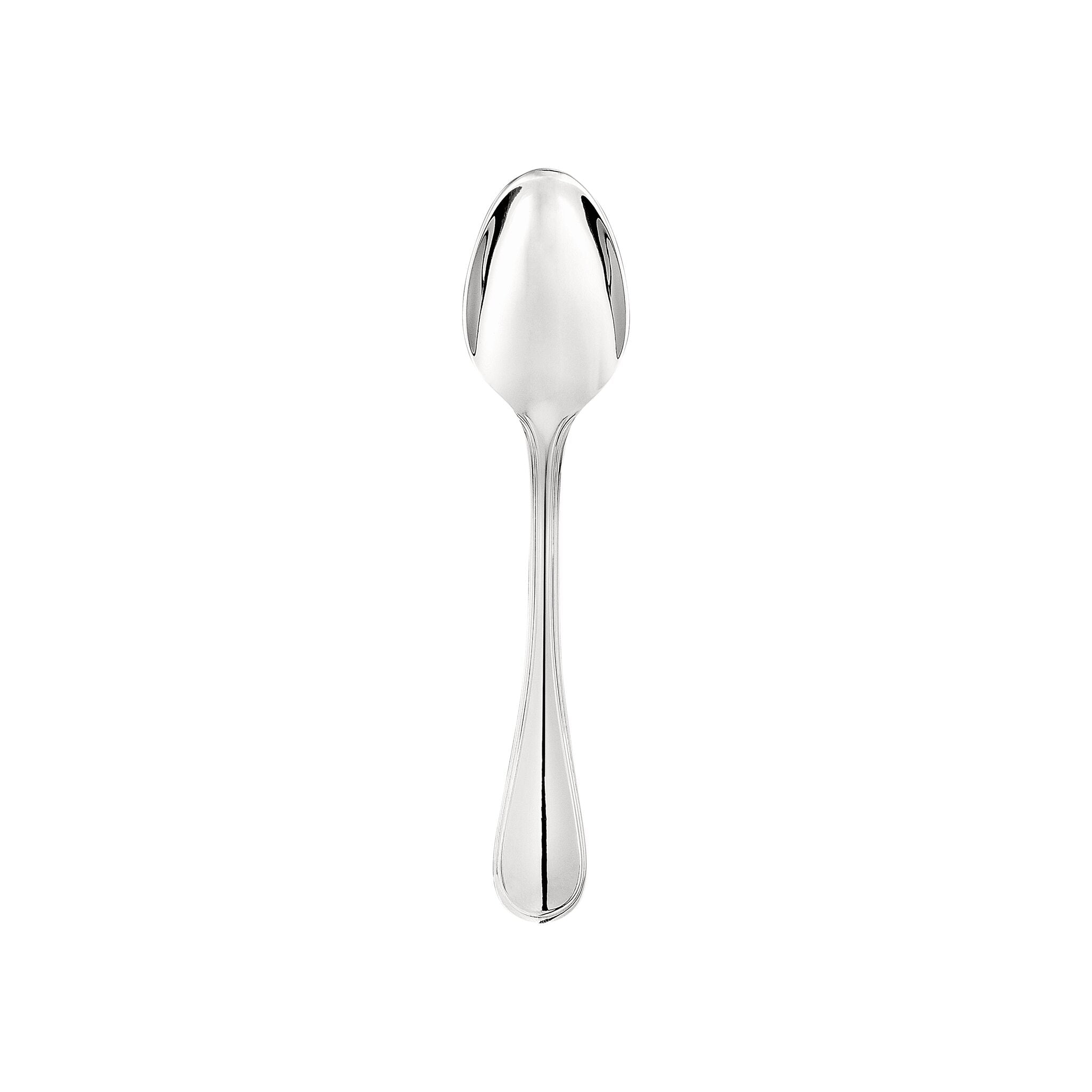 Christofle Albi Stainless Steel Coffee Spoon in stainless steel on a white background