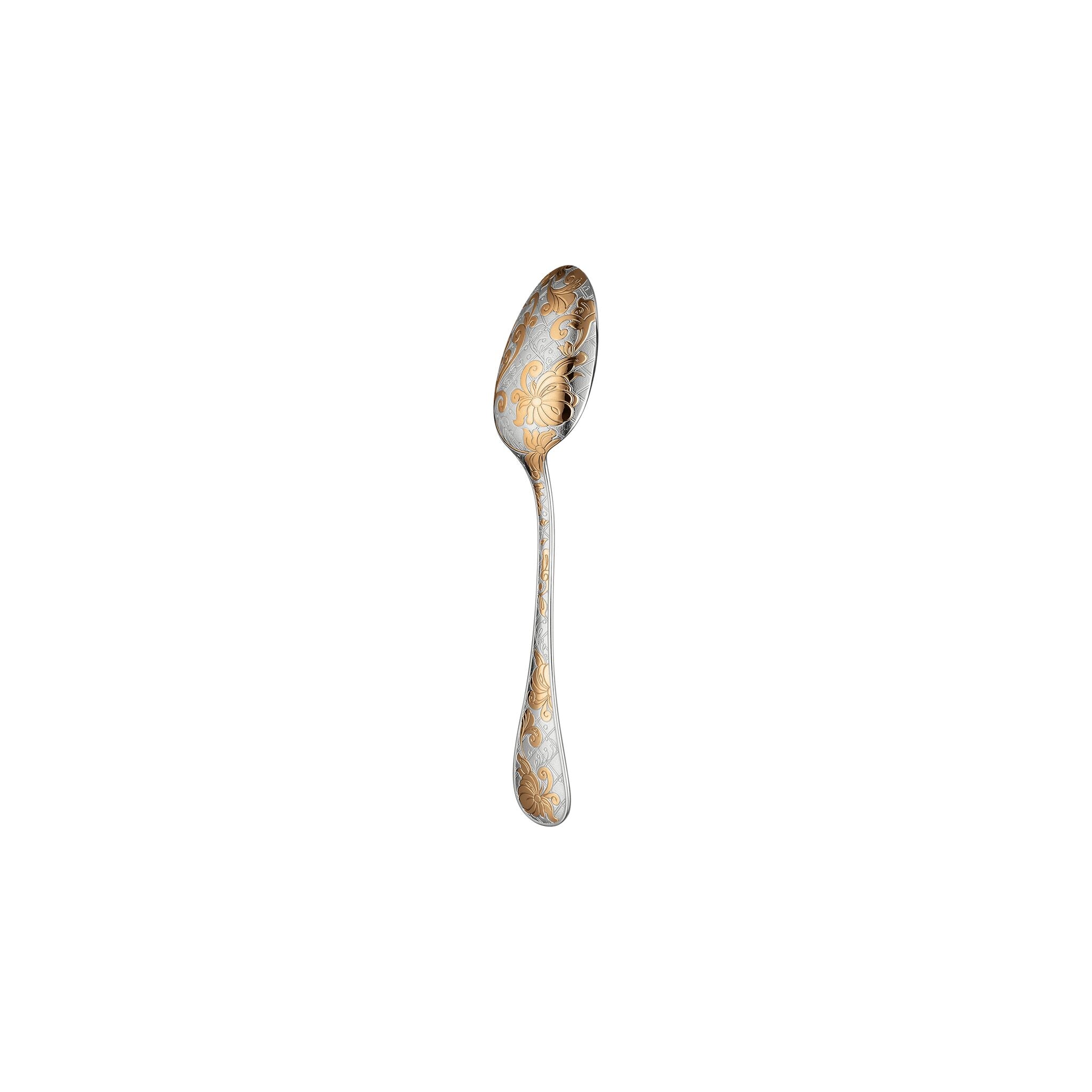 Christofle Jardin d'Eden Partially Gilded Silver Plated After Dinner Teaspoon in silver-plate on a white background