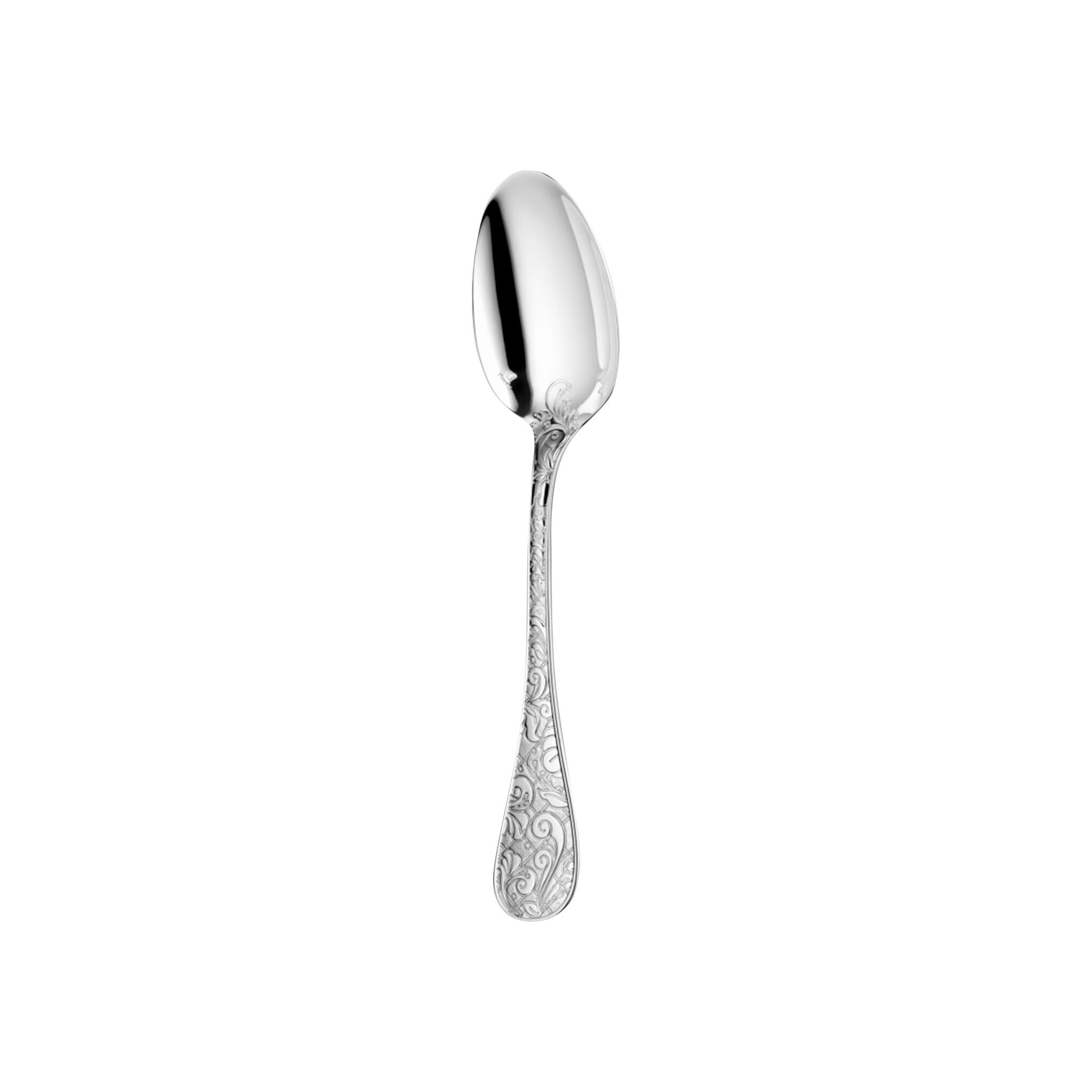 Christofle Jardin d'Eden Sterling Silver Coffee Spoon in sterling silver on a white background