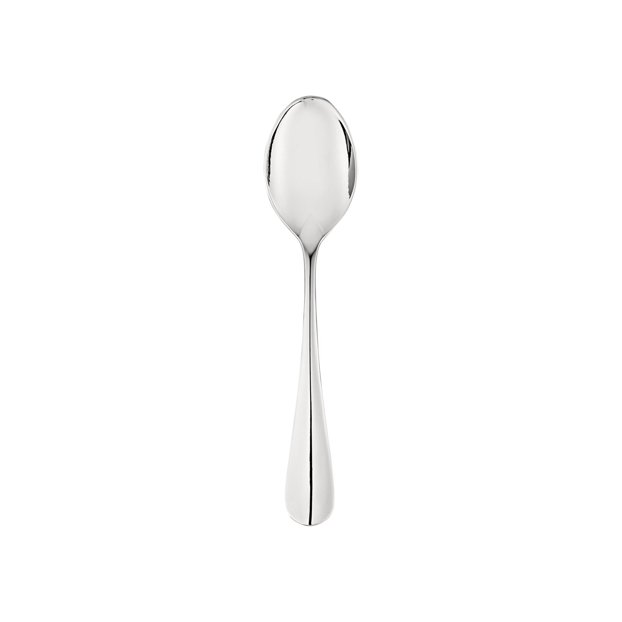 Christofle Origine Stainless Steel Coffee Spoon in stainless steel on a white background