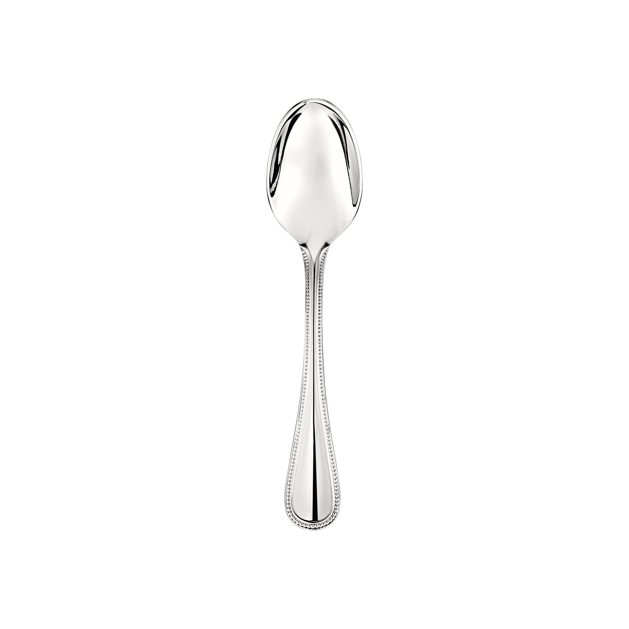 Christofle Stainless Steel Coffee Spoon in stainless steel on a white background