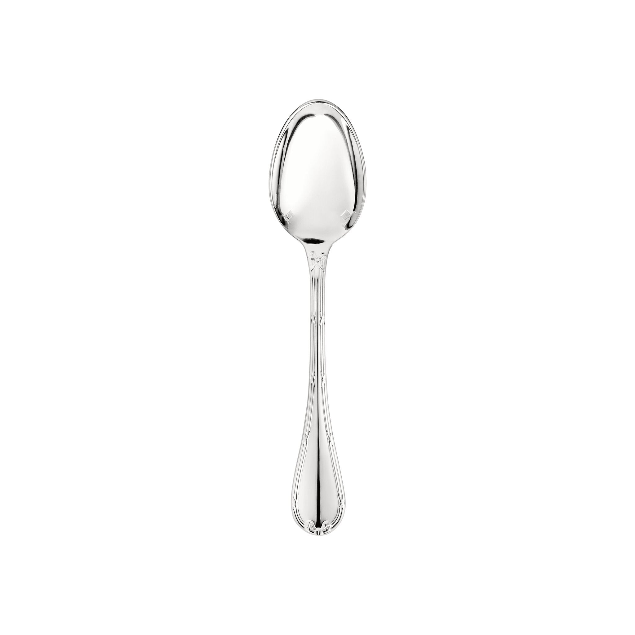 Christofle Rubans Silver-Plated Coffee Spoon in silver-plate on a white background