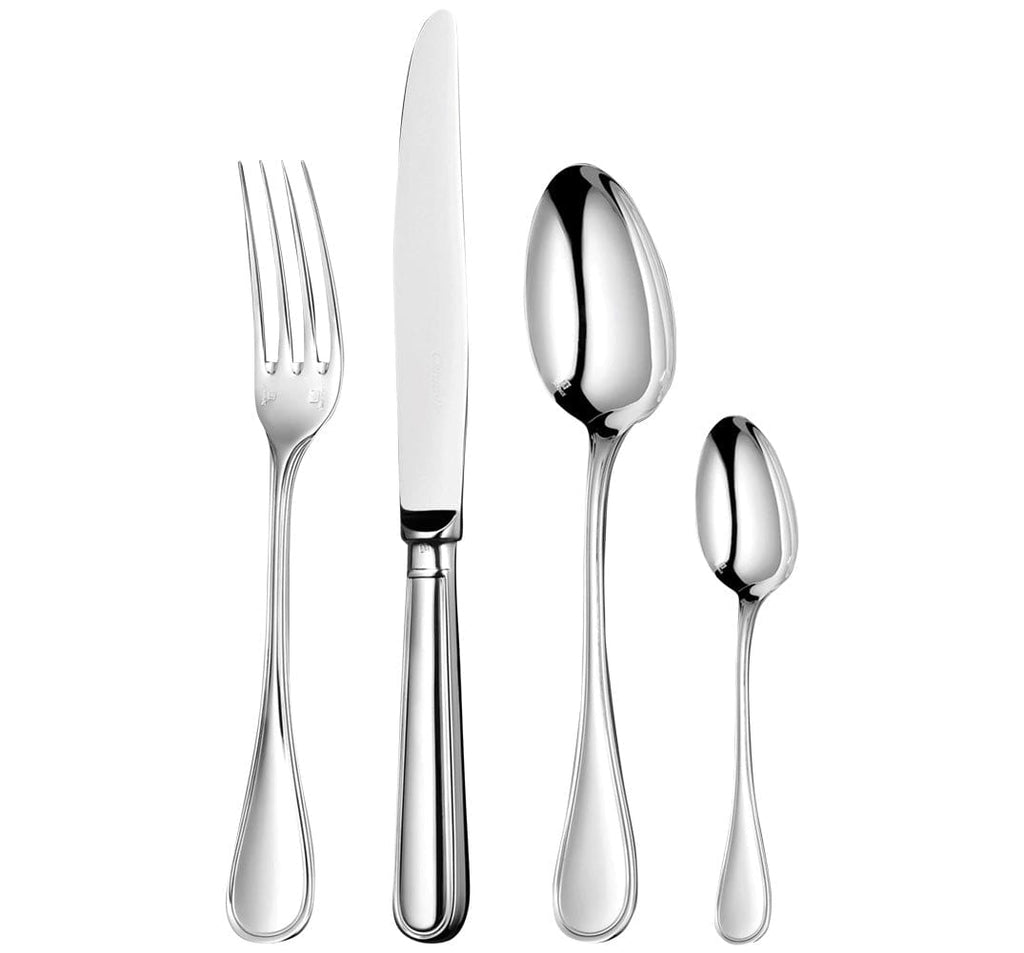 Christofle Albi Acier dinner fork, dinner knife, tablespoon and after dinner teaspoon
