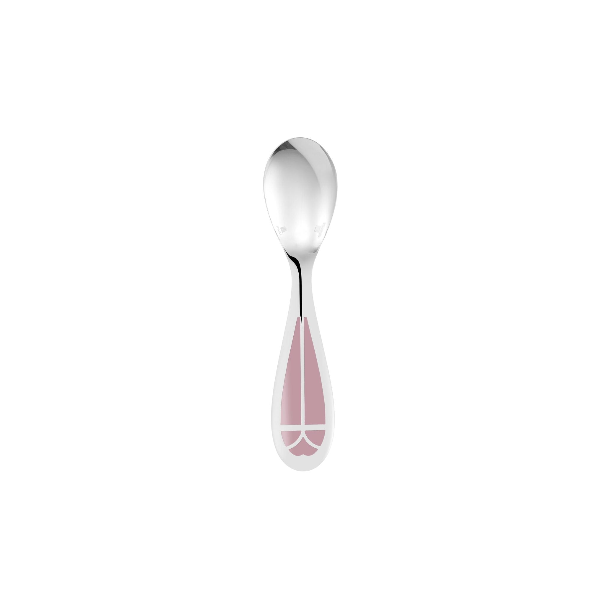 Christofle Talisman Silver-Plated Baby Spoon - Rose Quartz in silver-plate on a white background