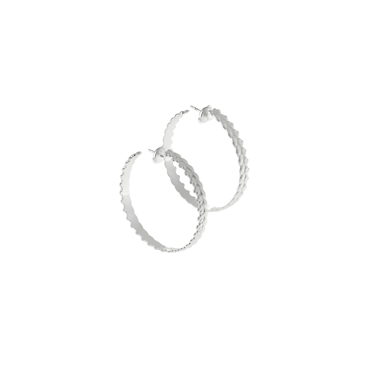 Christofle Babylone Sterling Silver Hoop Earrings, view 2