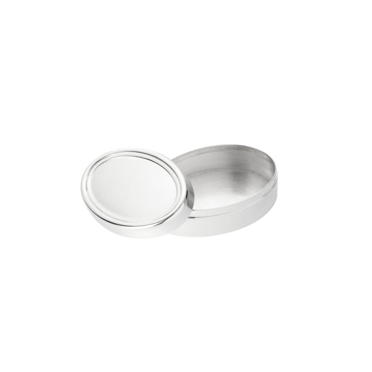 Christofle Bonbonnière Silver-Plated Mandorla Trinket Box on a white background
