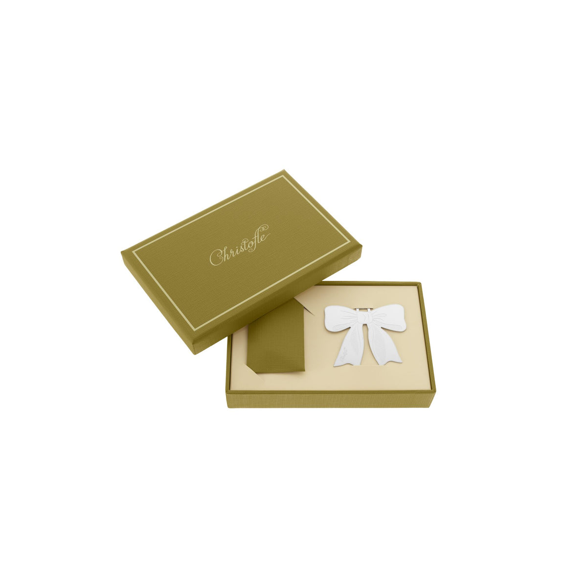 Christofle Sous le Sapin Stainless Steel Bow 2026 Edition Ornament, view 3