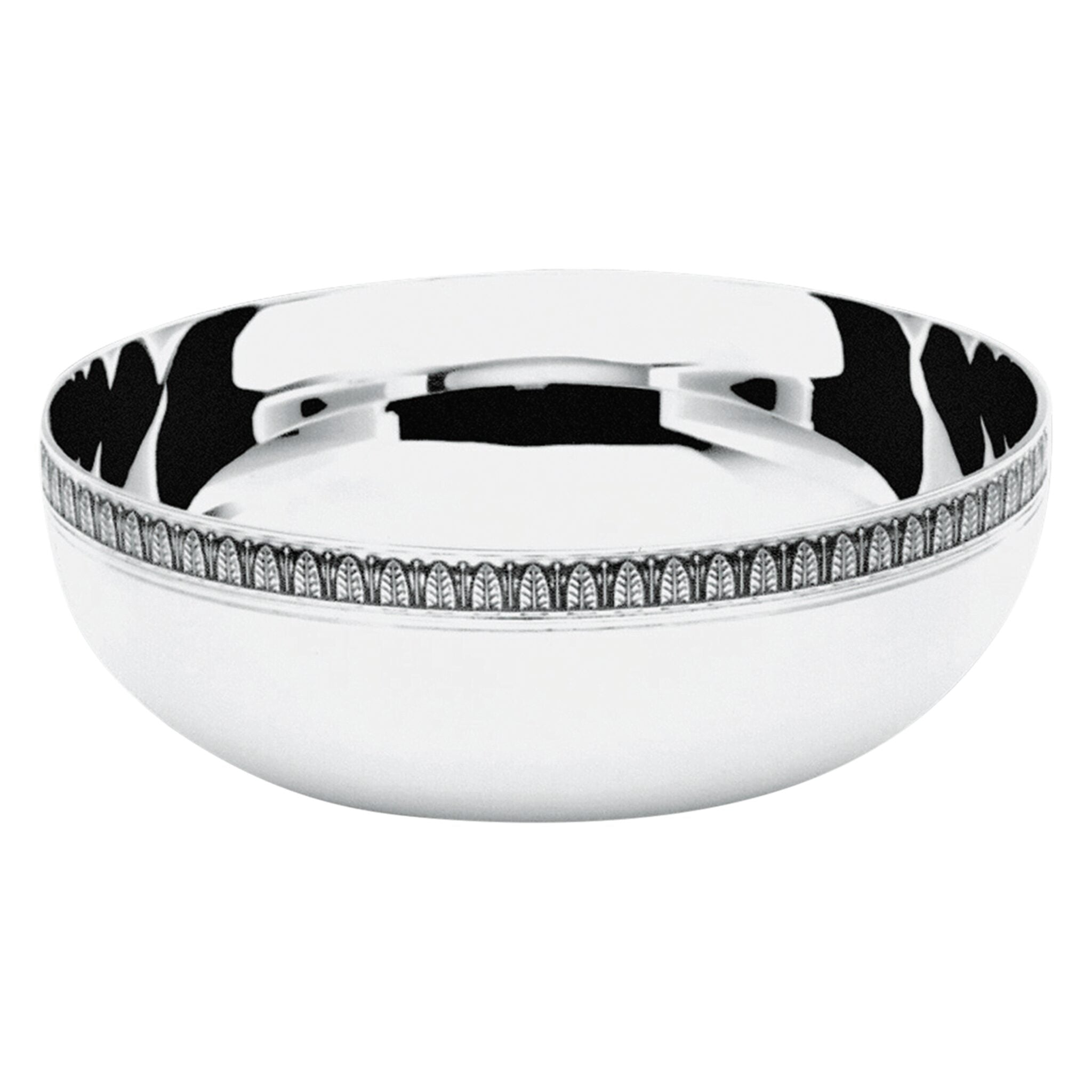 Christofle Malmaison Silver-Plated Round Bowl, Small in silver-plate on a white background