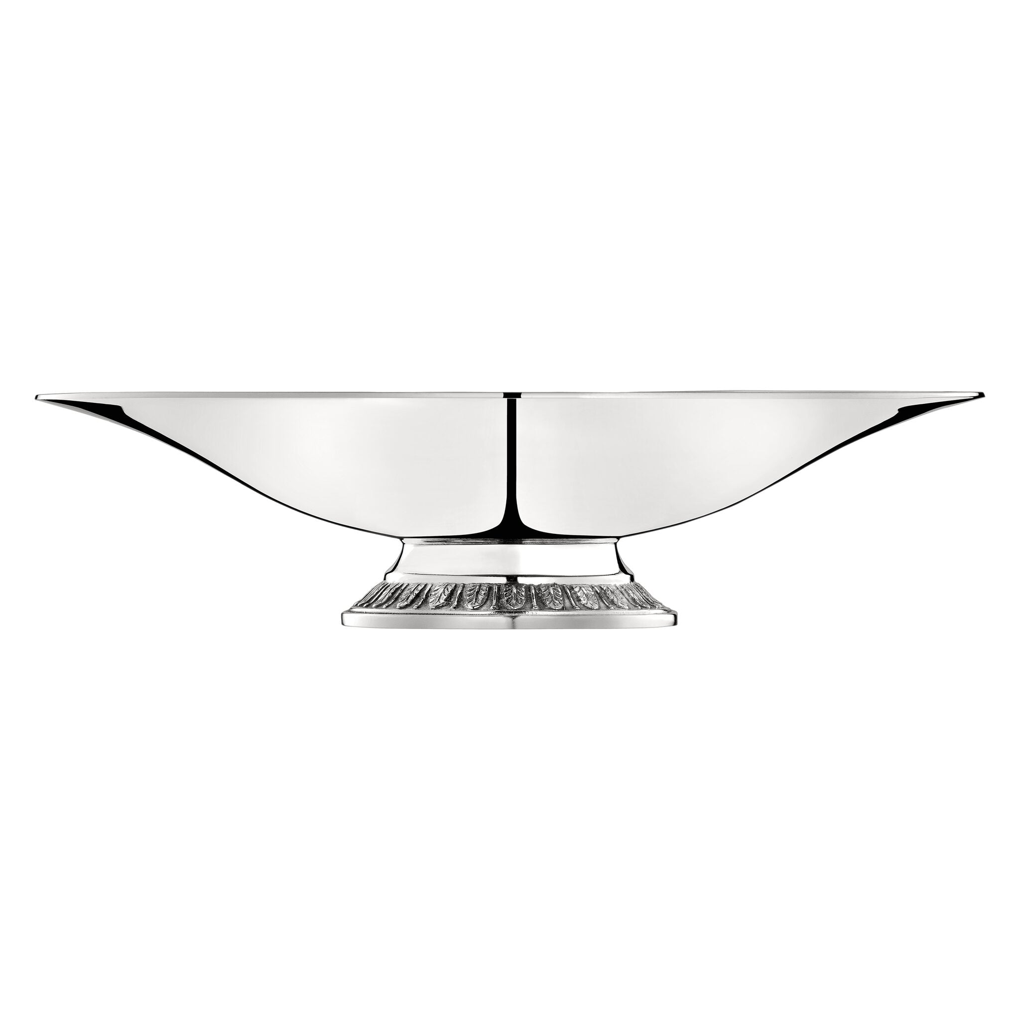 Christofle Malmaison Silver-Plated Fruit Bowl with Pedestal Base in silver-plate on a white background