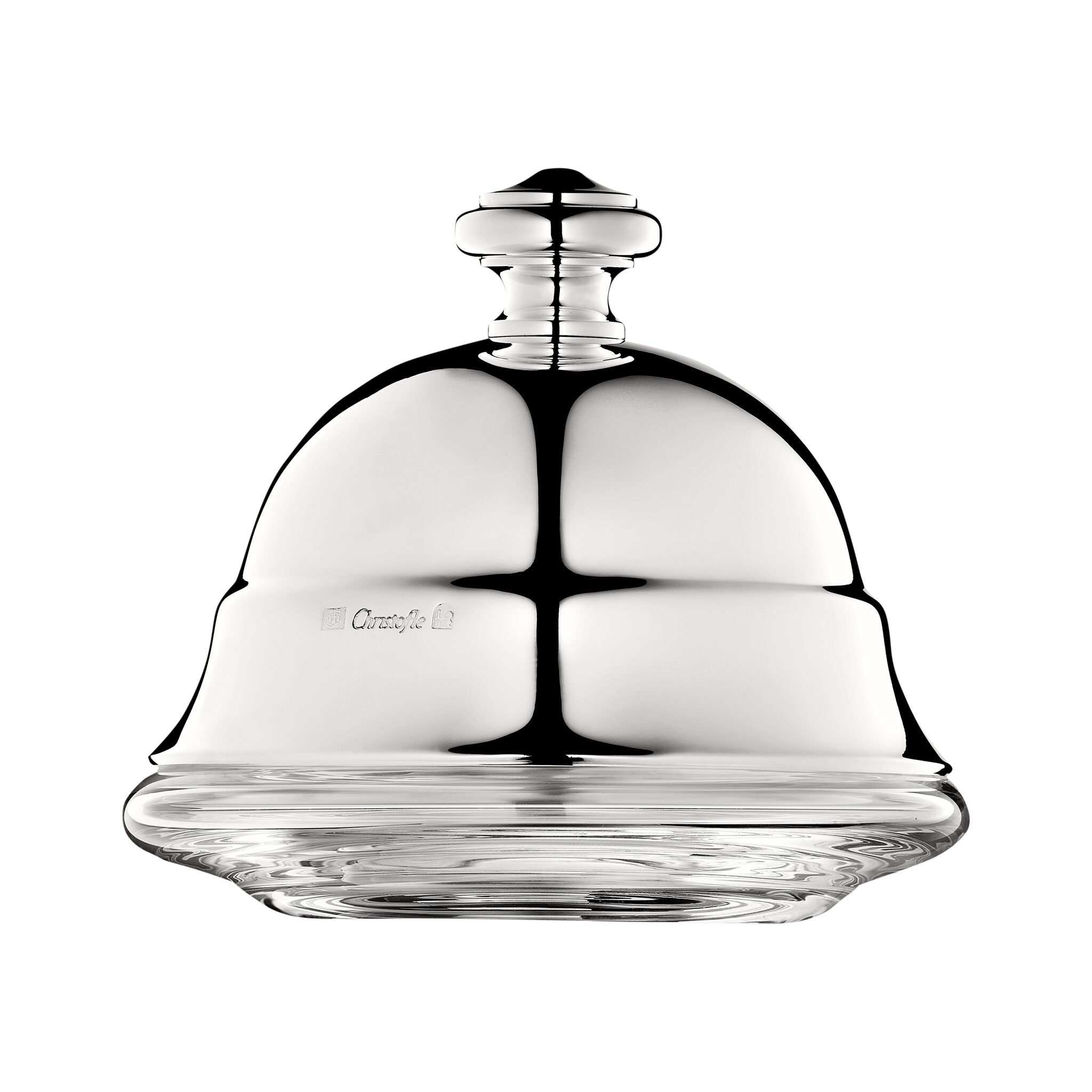 Christofle Albi Silver-Plated Personal Lidded Butter Dish in silver-plate on a white background