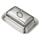 Christofle Vertigo Silver-Plated Butter Dish with Lid in silver-plate on a white background