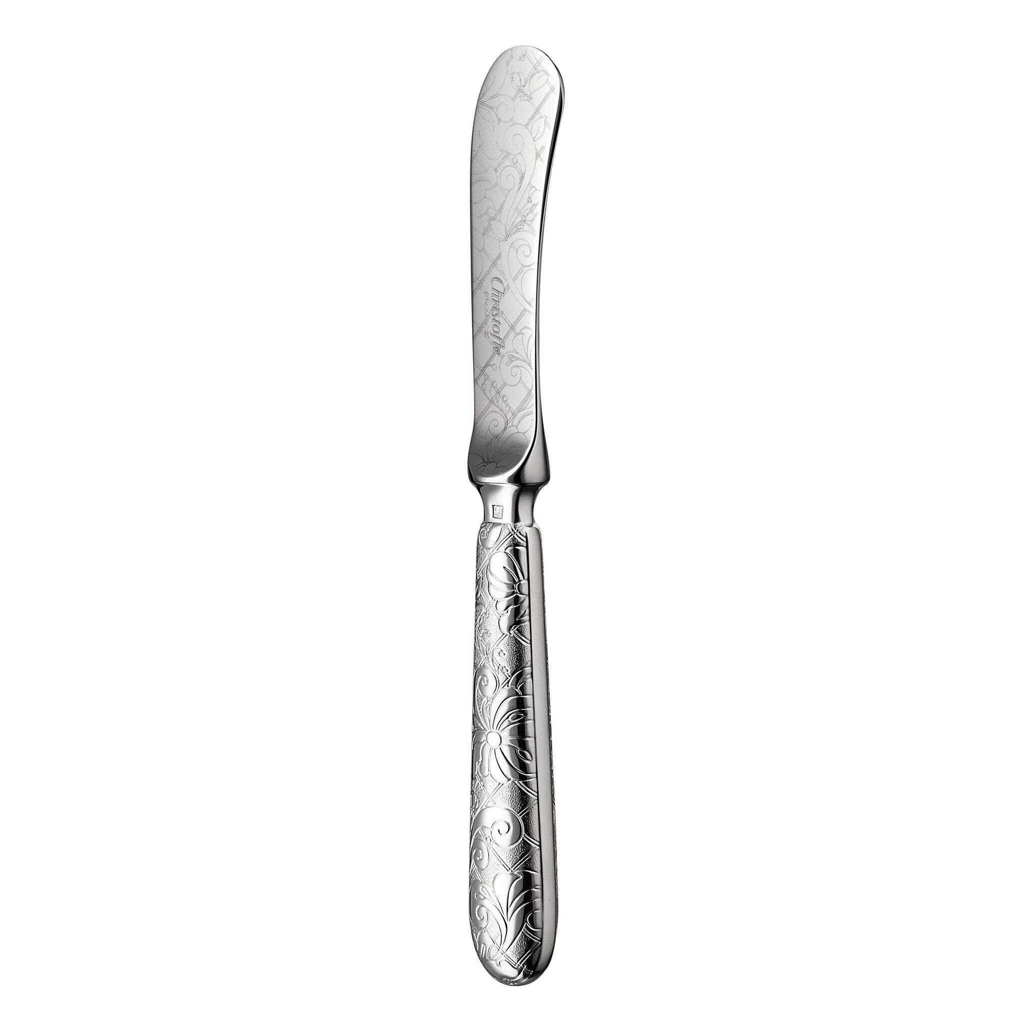 Christofle Sterling Silver Butter Spreader in sterling silver on a white background