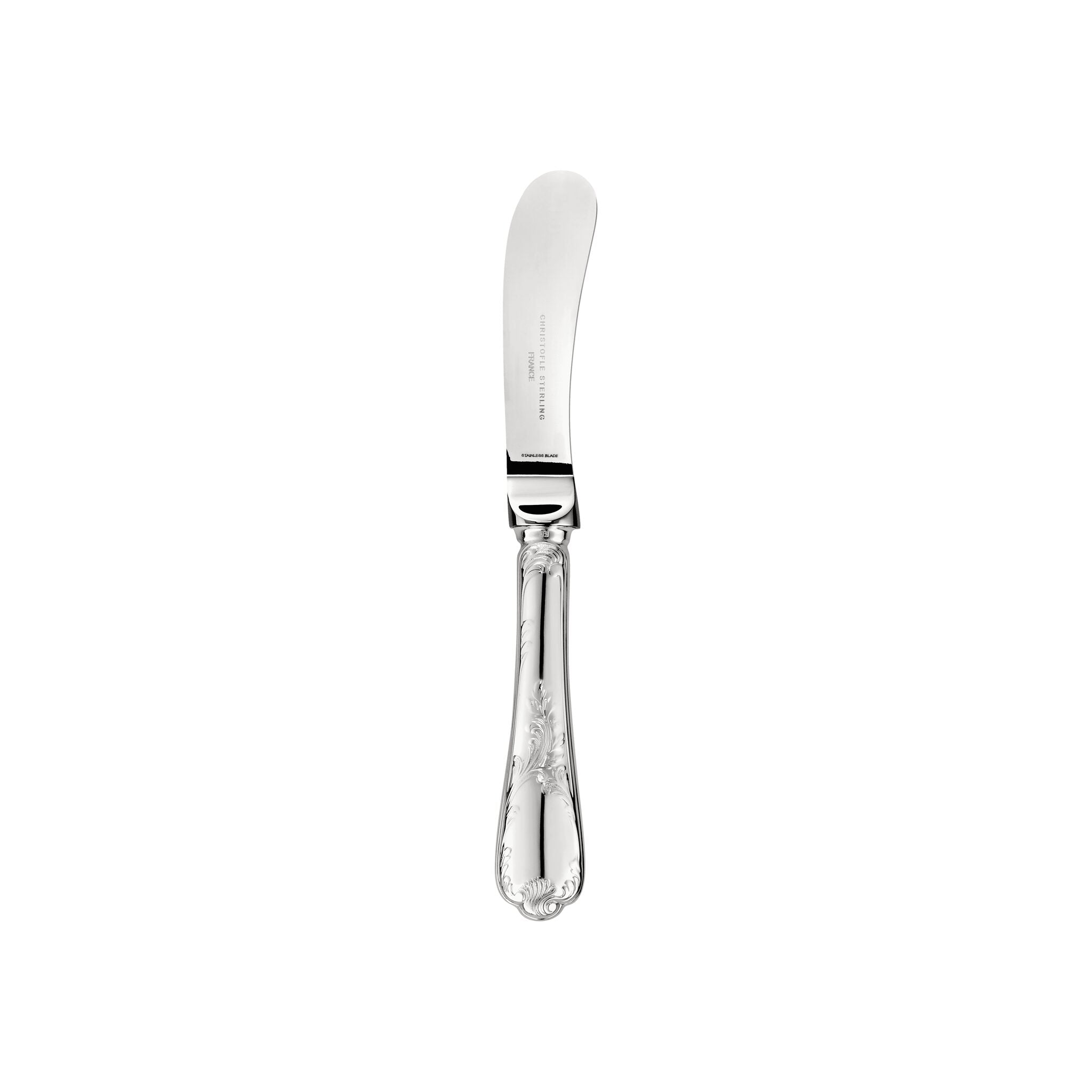 Christofle Marly Sterling Silver Butter Spreader in sterling silver on a white background