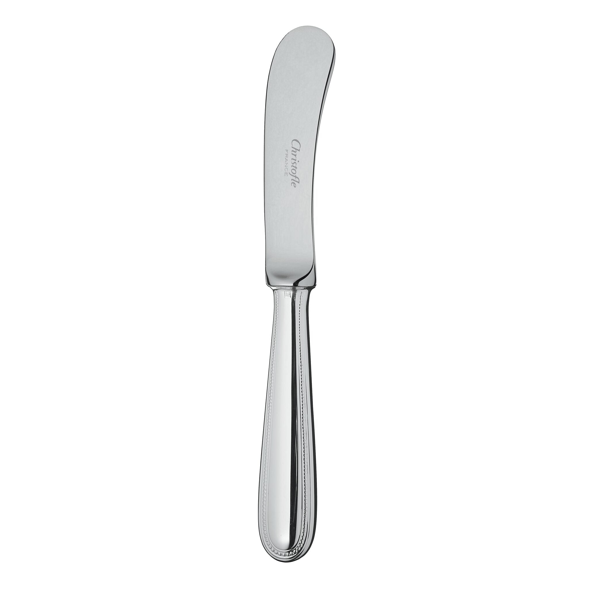 Christofle Perles Silver-Plated Butter Knife in silver-plate on a white background