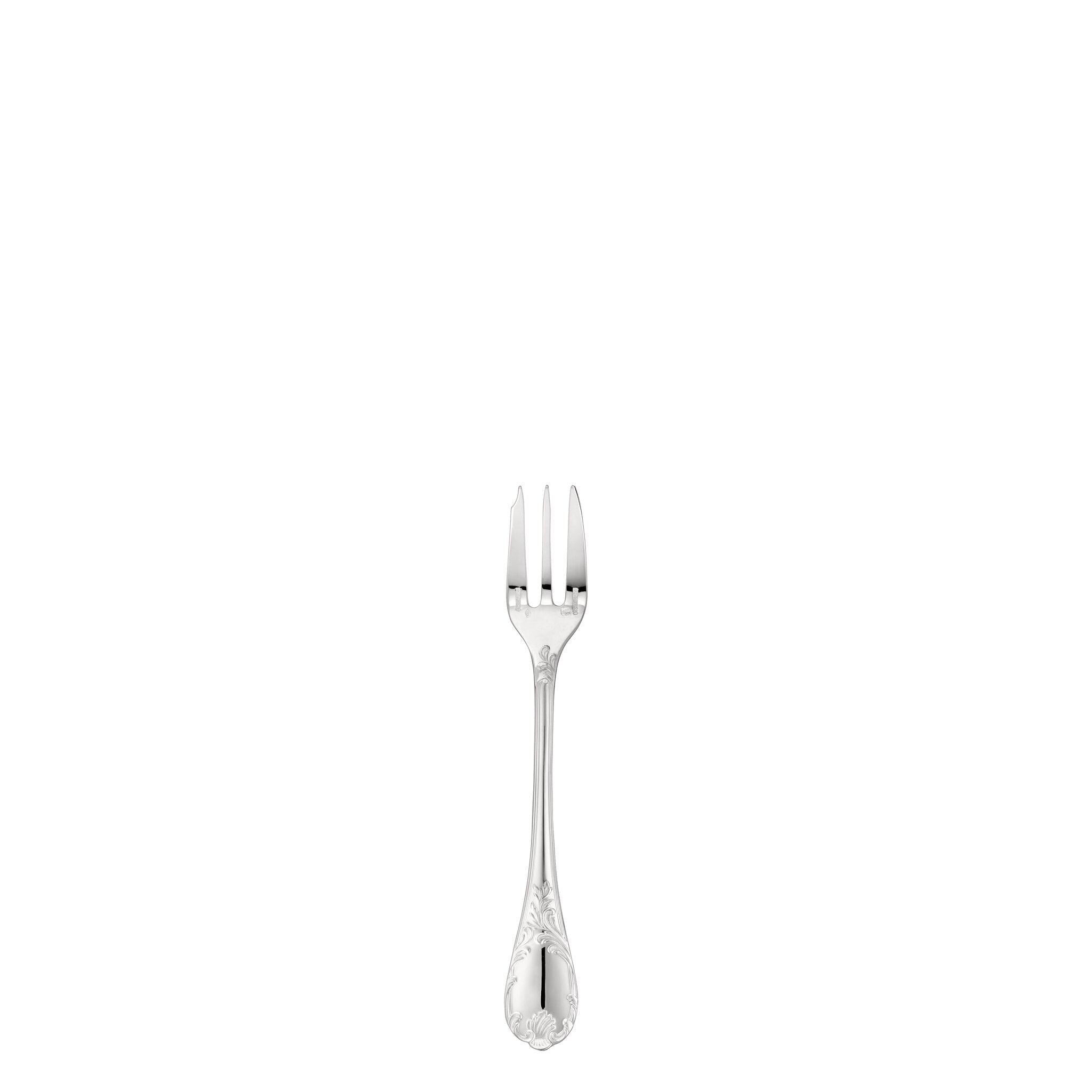 Christofle Marly Sterling Silver Cake Fork in sterling silver on a white background