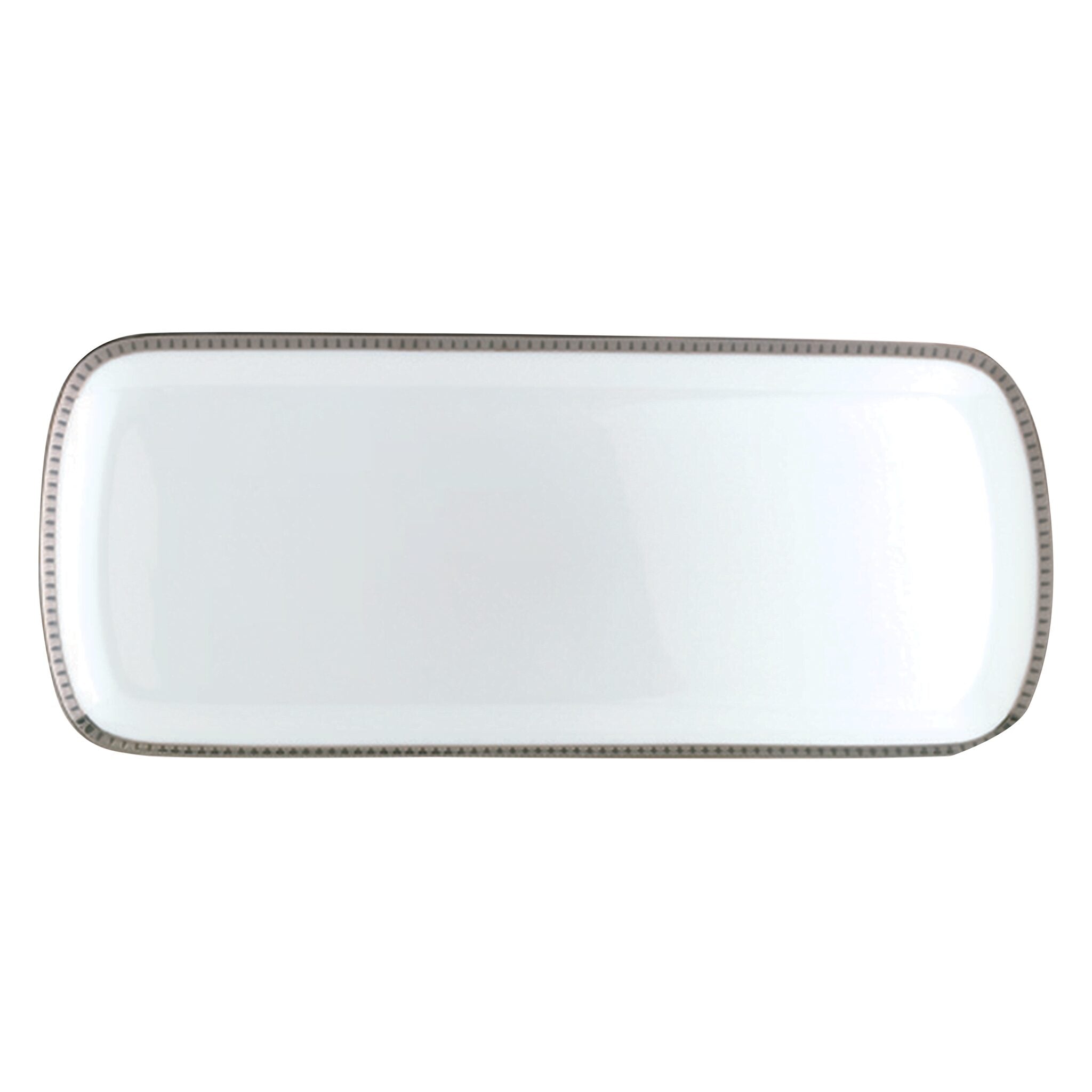 Christofle Rectangular Plate Platinum Finish - 15 in on a white background