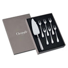 Christofle Albi Cake Set with Server and 6 Dessert Forks in silver-plate on a white background
