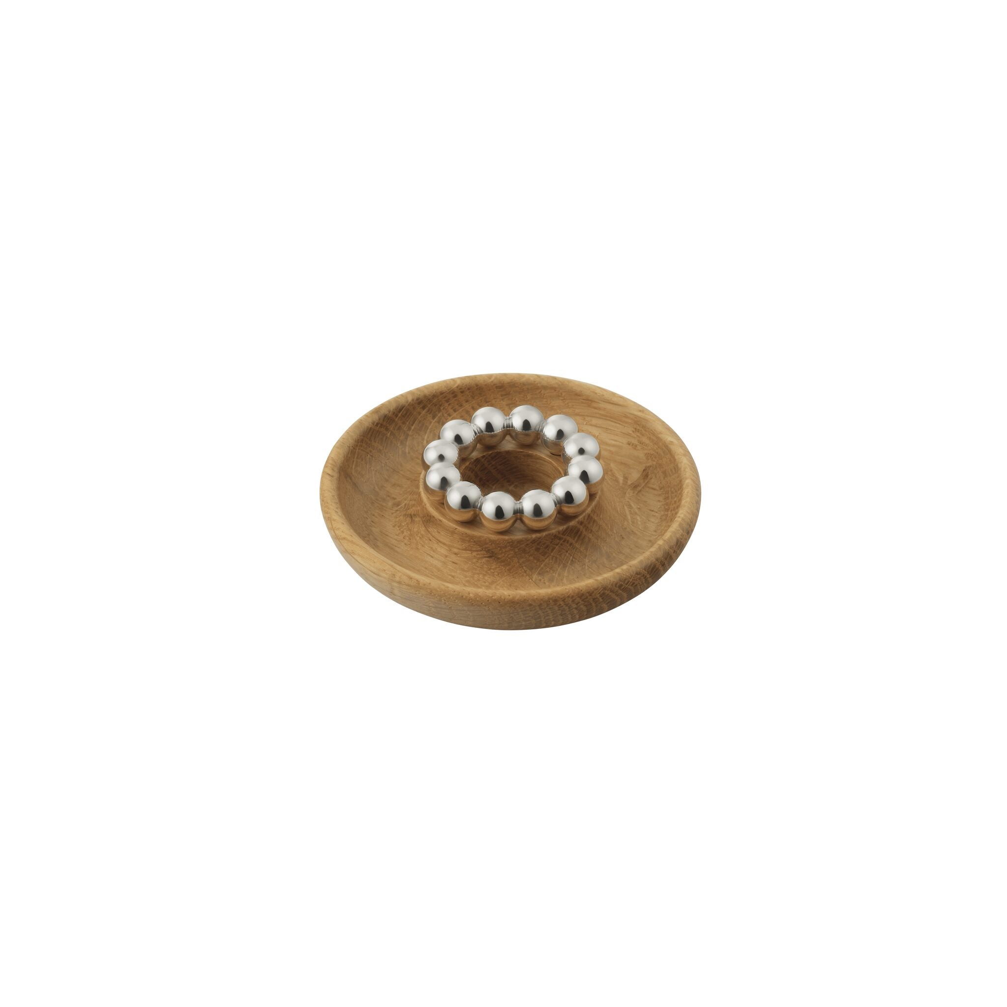 Christofle Perles Oak Silver-Plated Candle Holder in silver-plate on a white background