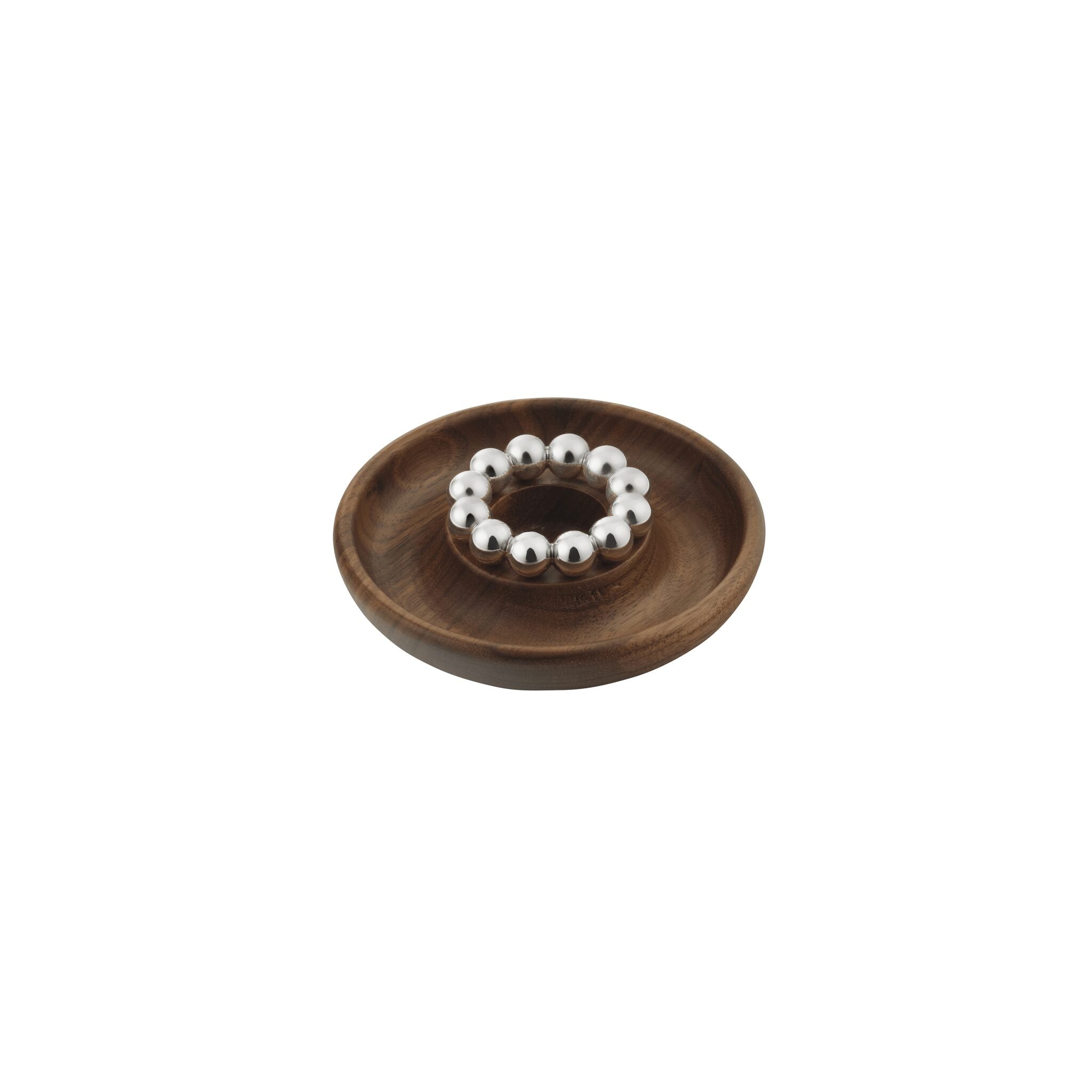Christofle Perles Walnut Silver-Plated Candle Holder in silver-plate on a white background