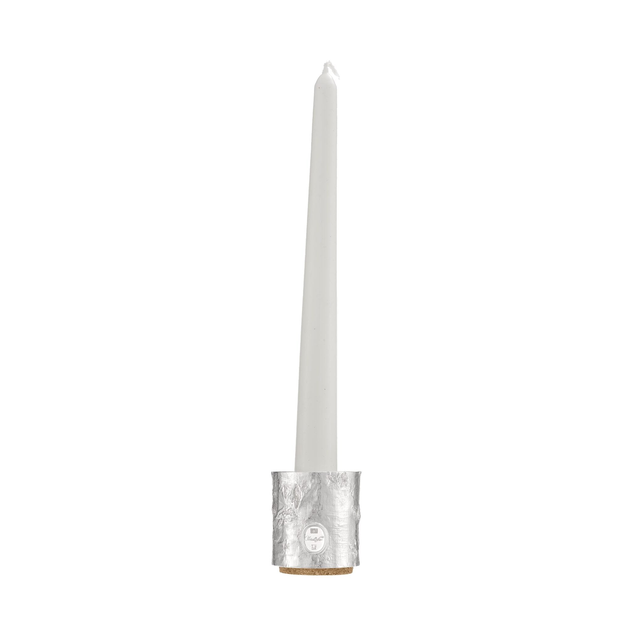 Christofle Sève d'Argent Silver Plated Candle Holder in silver-plate on a white background