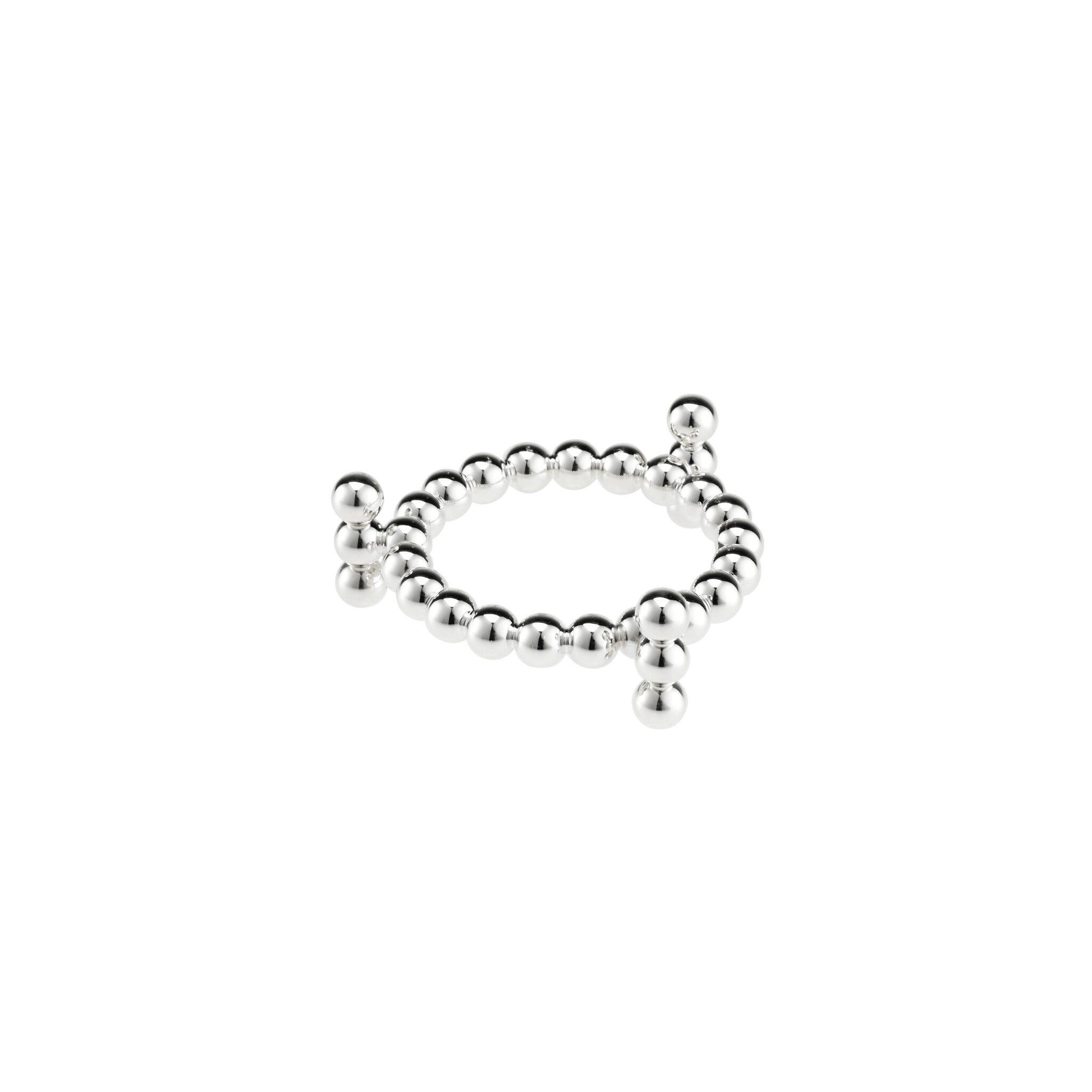 Christofle Perles Silver-Plated Candle Jewel Holder in silver-plate on a white background