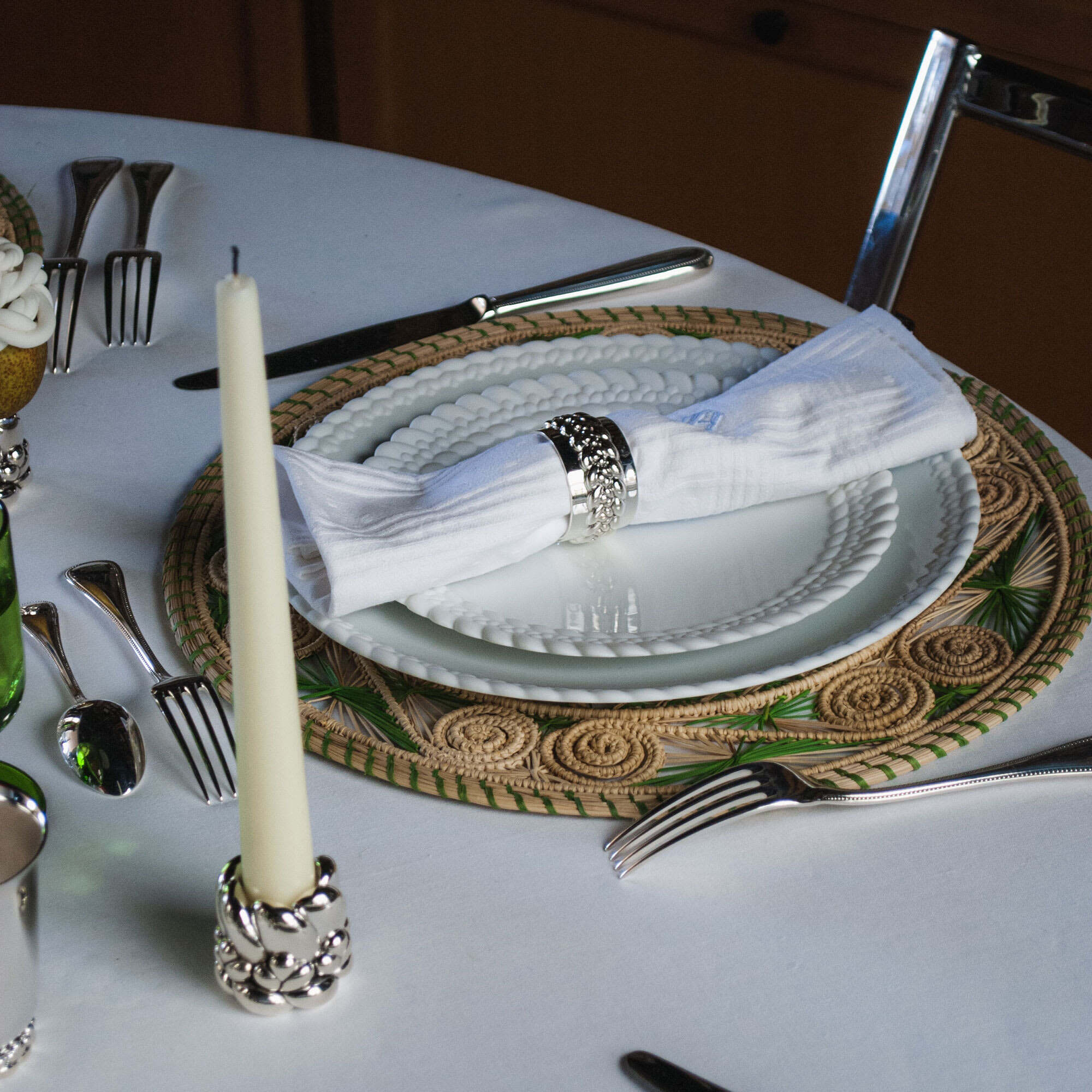 Christofle Babylone Silver-Plated Candle Holder + Odorless Candlestick — additional view