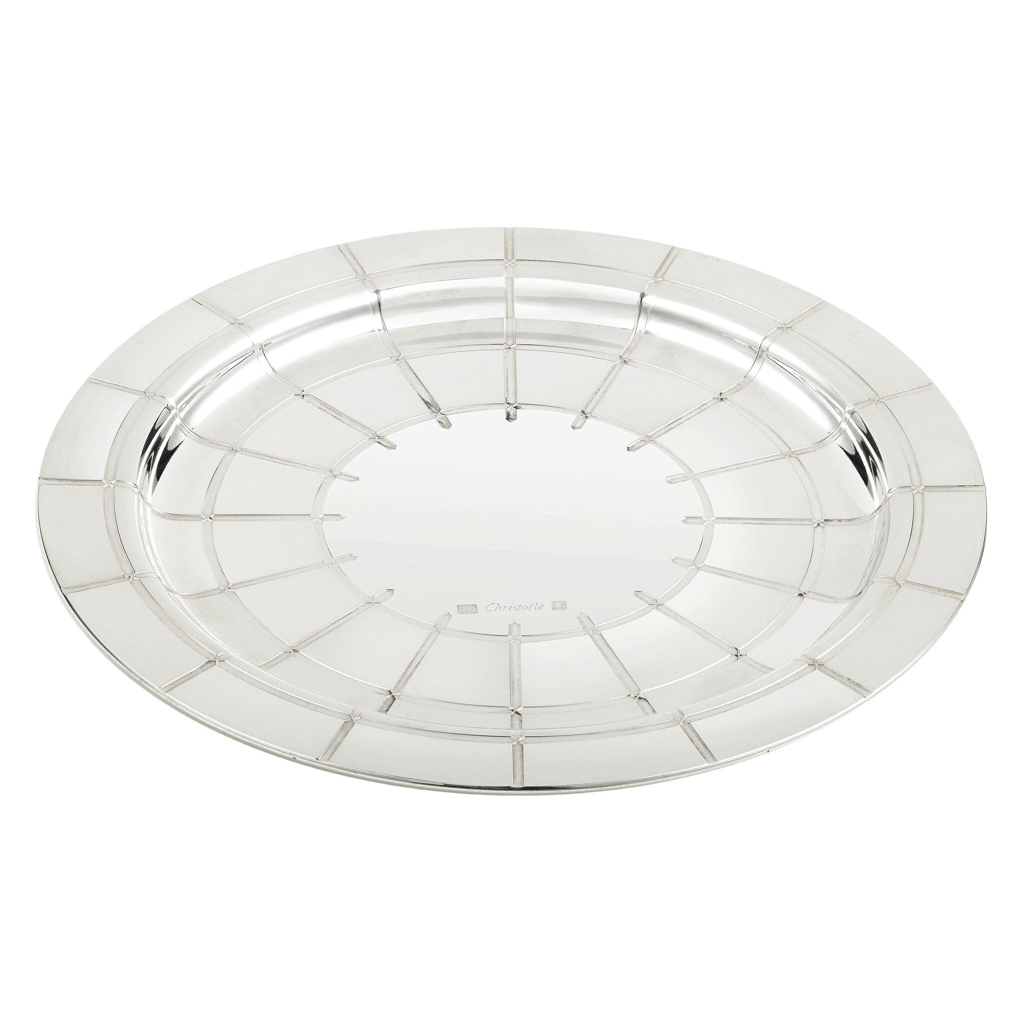 Christofle Graphik Silver-Plated Carafe Coaster in silver-plate on a white background