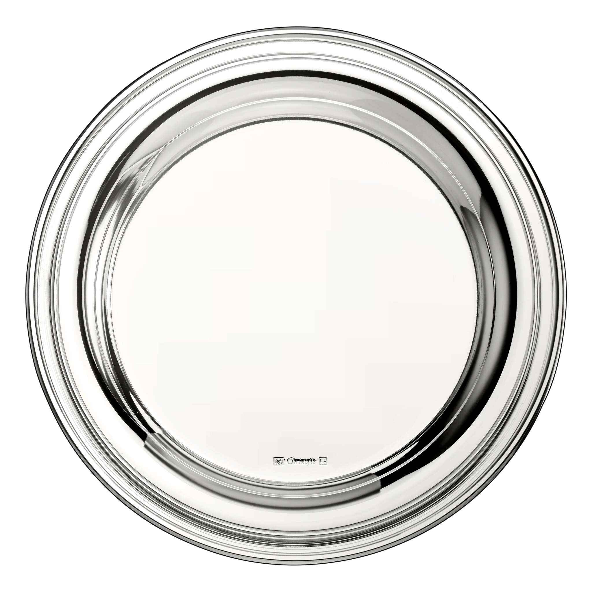 Christofle Albi Silver-Plated Bottle/Carafe Coaster in silver-plate on a white background
