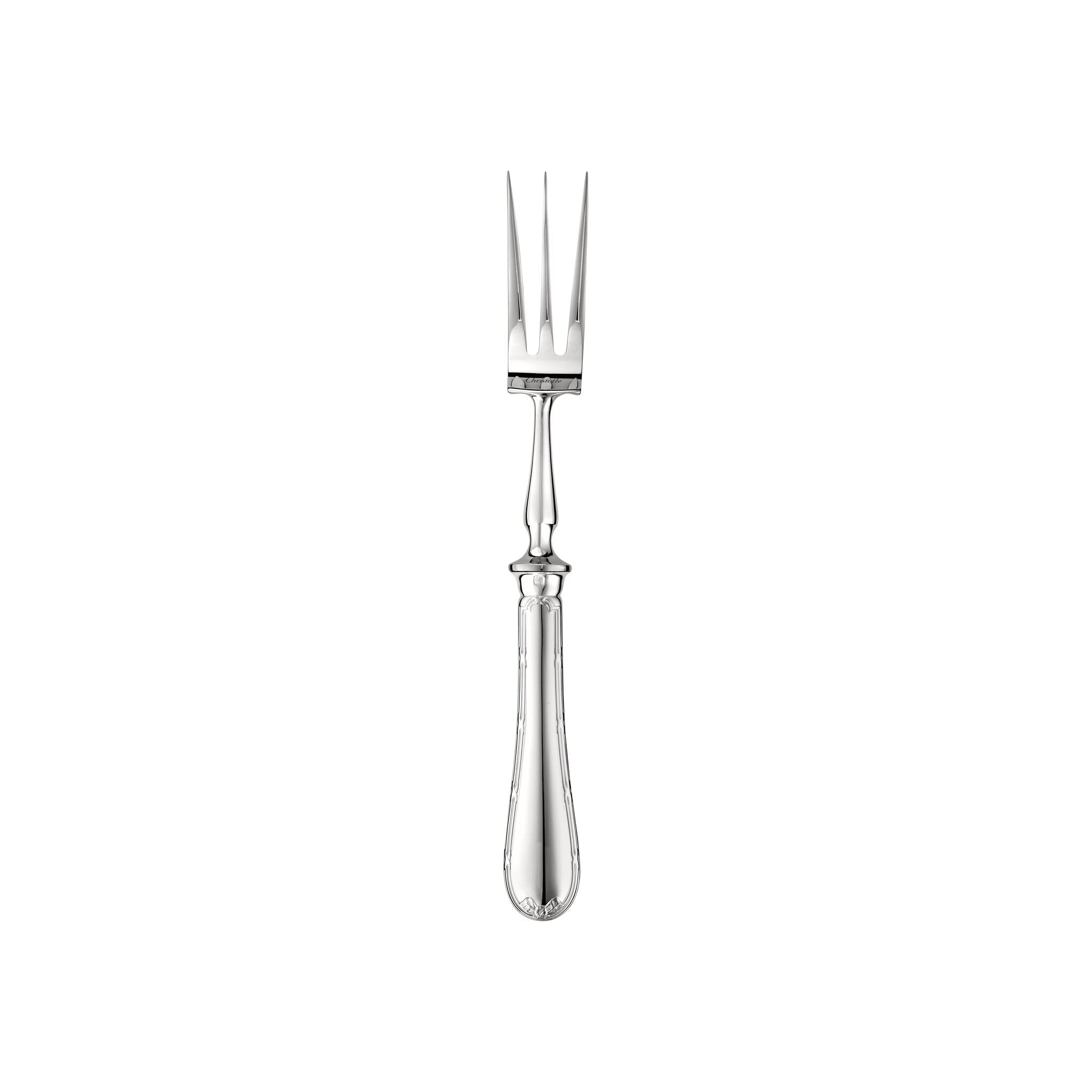Christofle Rubans Silver-Plated Carving Fork in silver-plate on a white background