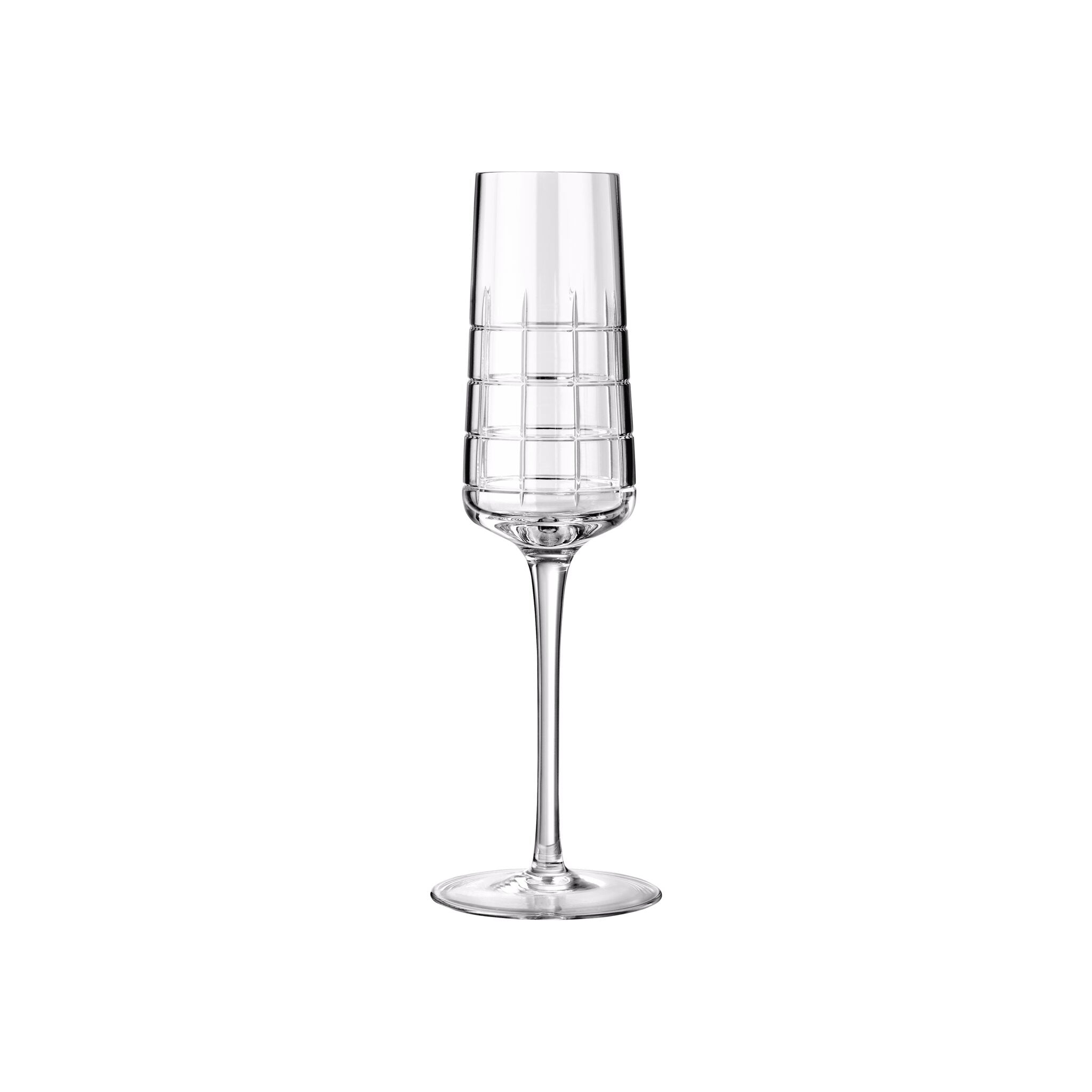 Christofle Graphik Champagne Flute in Crystal in crystal on a white background