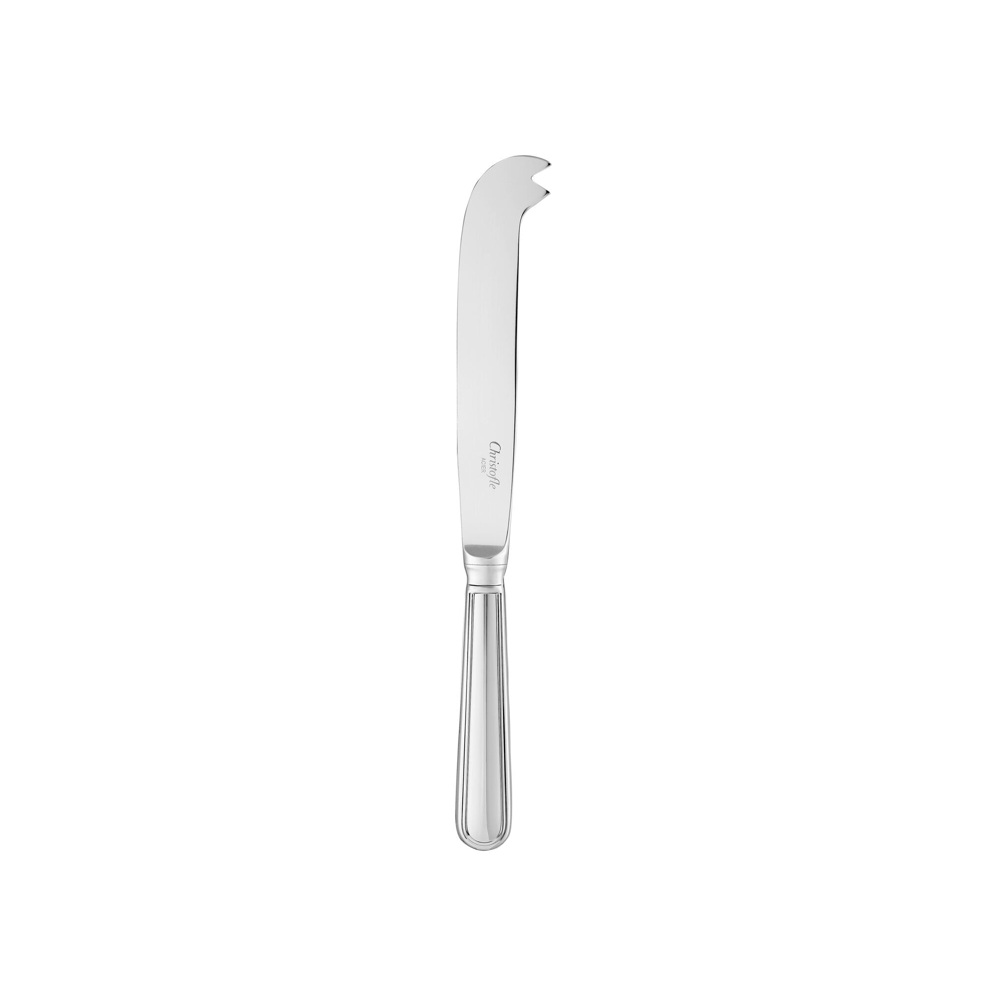 Christofle Albi Stainless Steel Cheese Knife in silver-plate on a white background
