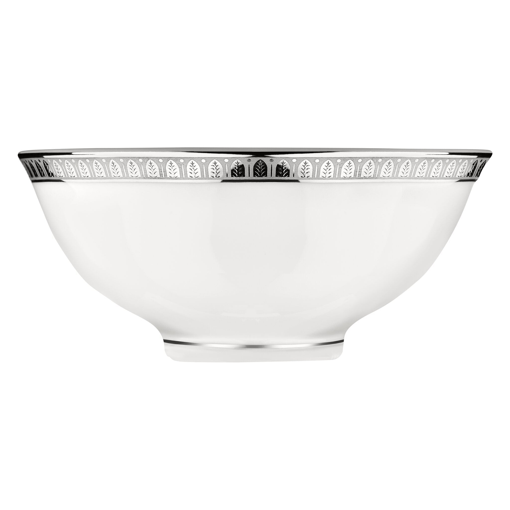 Christofle Malmaison Porcelain Chinese Soup Bowl Platinum Finish in porcelain on a white background