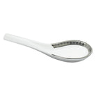 Christofle Malmaison Porcelain Chinese Spoon Platinum Finish in porcelain on a white background