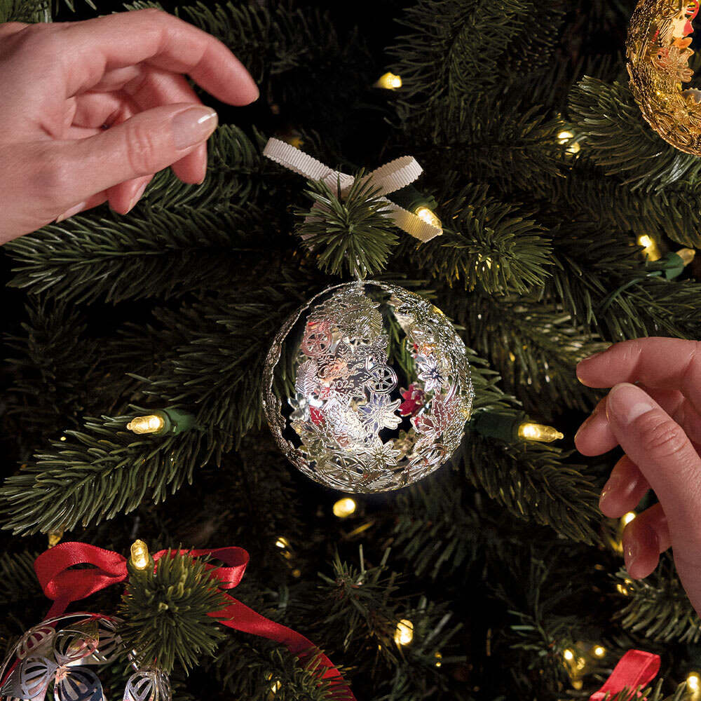 Christofle Silver-Plated Christmas Ornament 2025 Edition in silver-plate on a white background