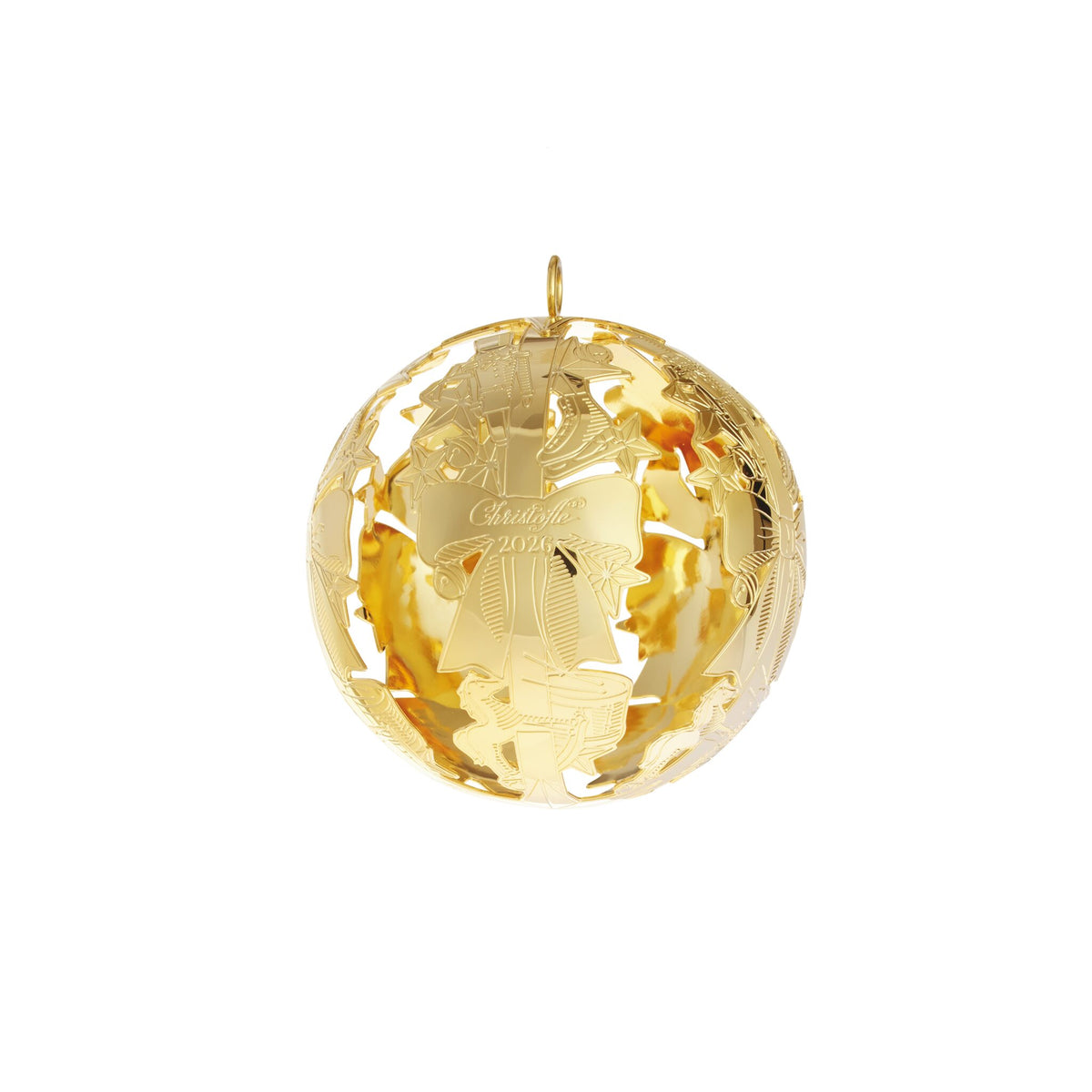 Christofle Sous le Sapin Gold-Tone Gilded Metal 2026 Edition Christmas Ornament, view 3