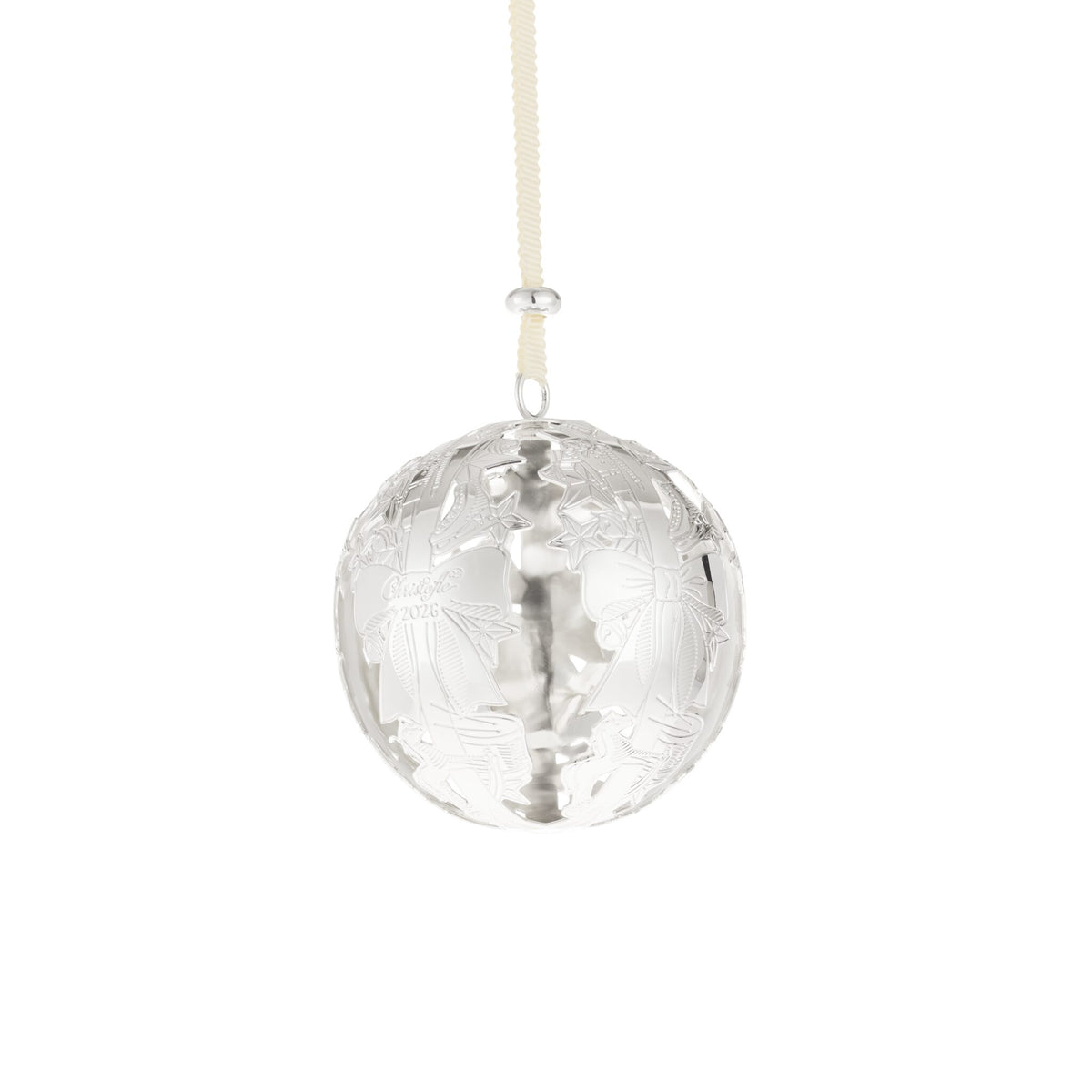 Christofle Sous le Sapin Silver-Plated 2026 Edition Christmas Ornament on a white background