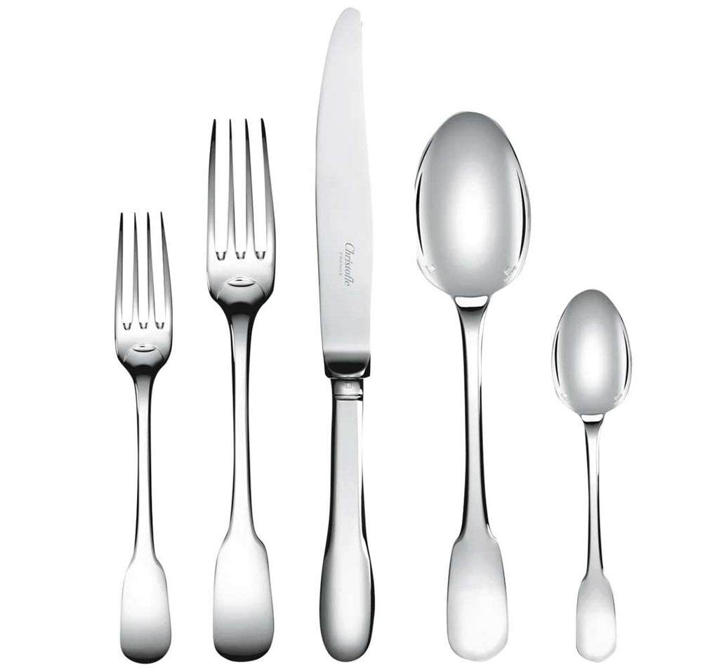 Christofle Cluny sterling silver table fork, standard spoon, table knife, salad fork, tea spoon