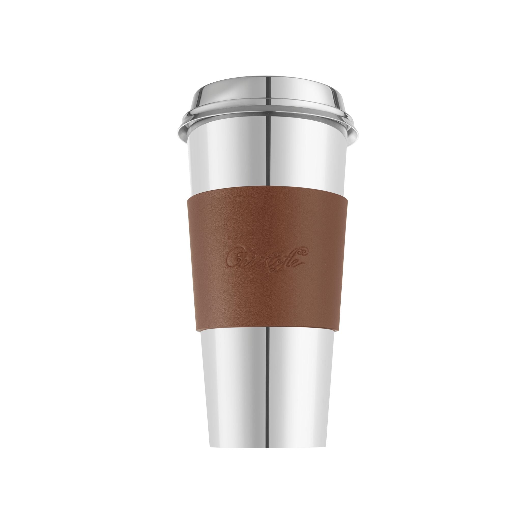 Christofle Cognac Leather Cuff for Coffee Cup — additional view
