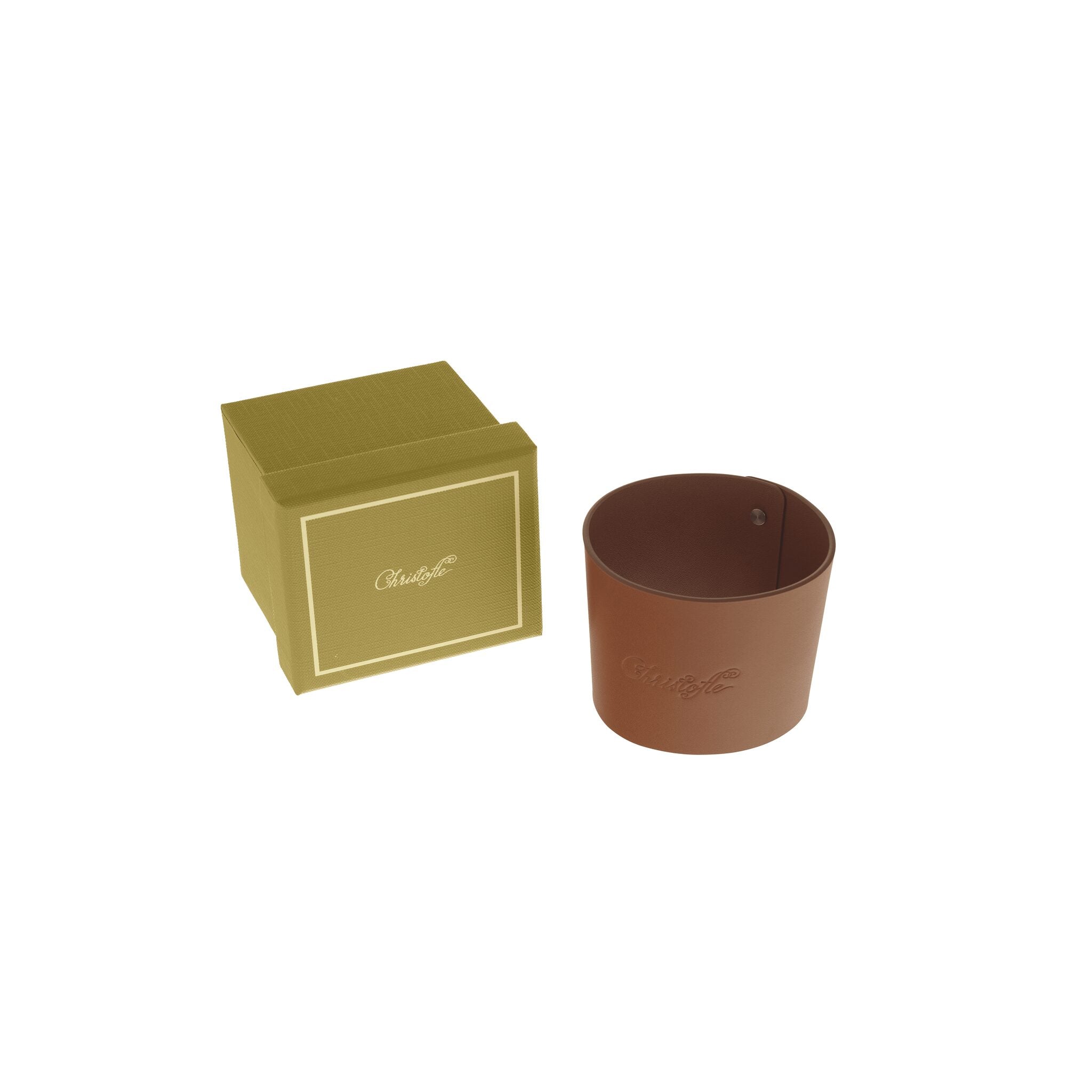 Christofle Cognac Leather Cuff for Coffee Cup — additional view